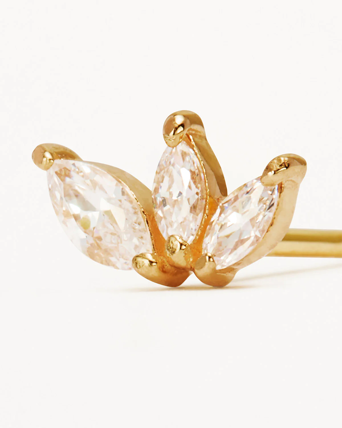 14k Solid Gold Blooming Lotus Crystal Cartilage Earring - Image 3