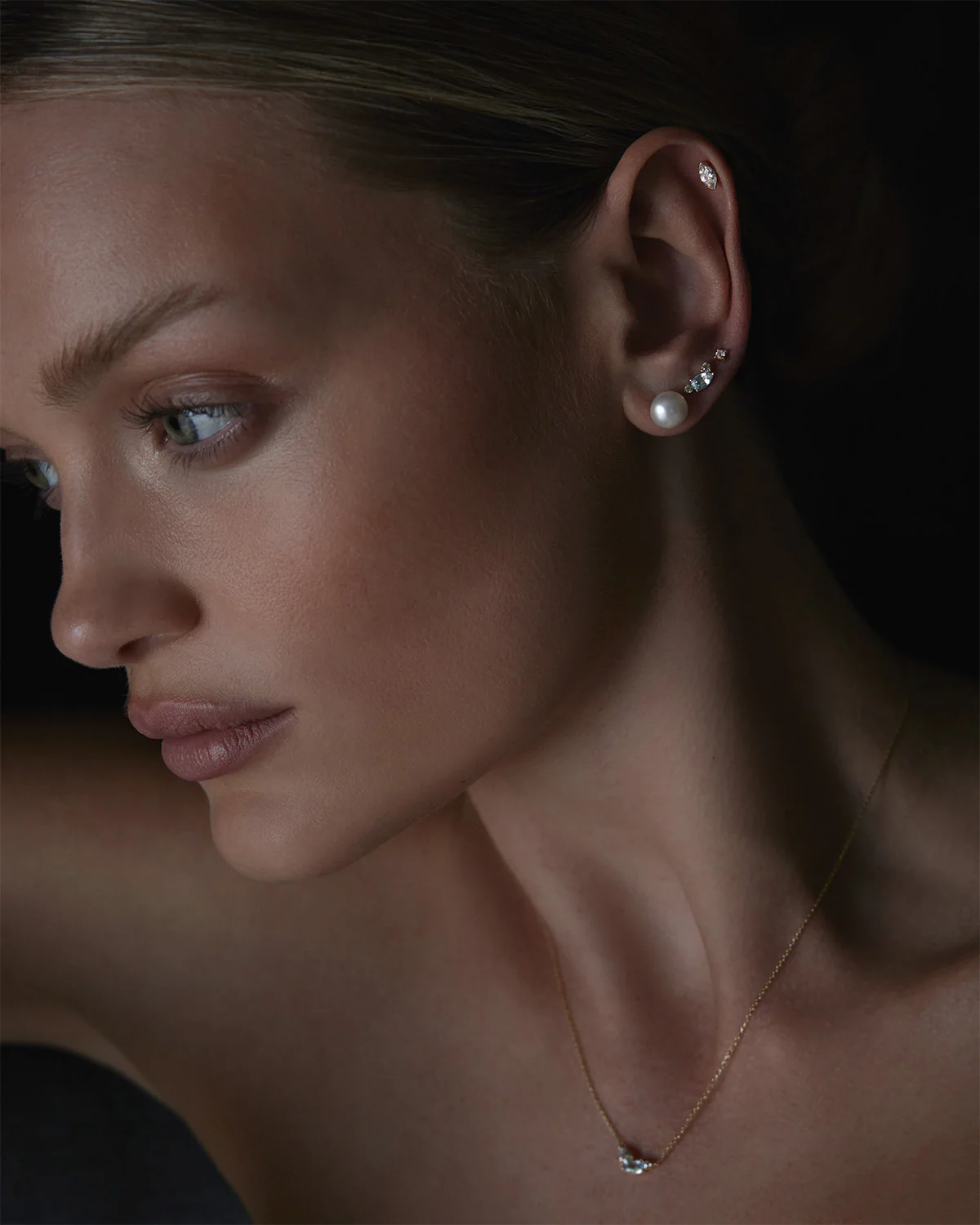 14k Solid Gold By Your Side Sapphire Single Earring - Left - Image 4