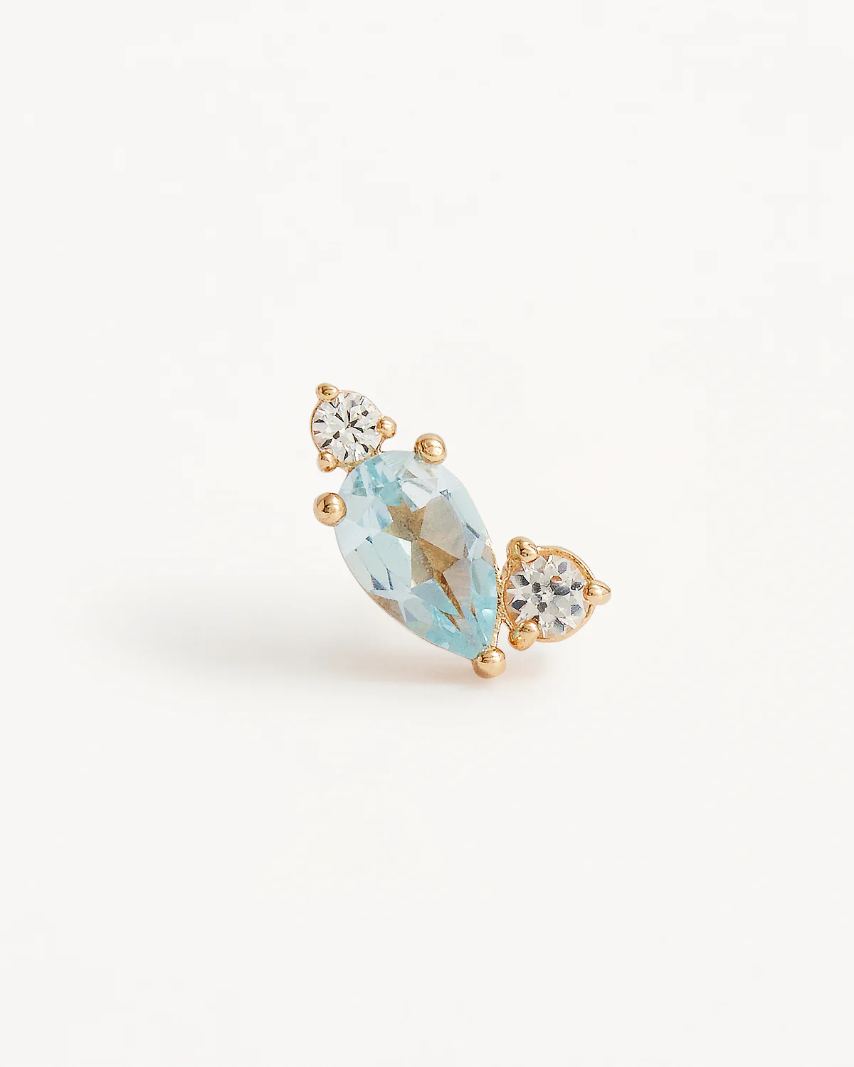 14k Solid Gold By Your Side Sapphire Single Earring - Right - Image 3