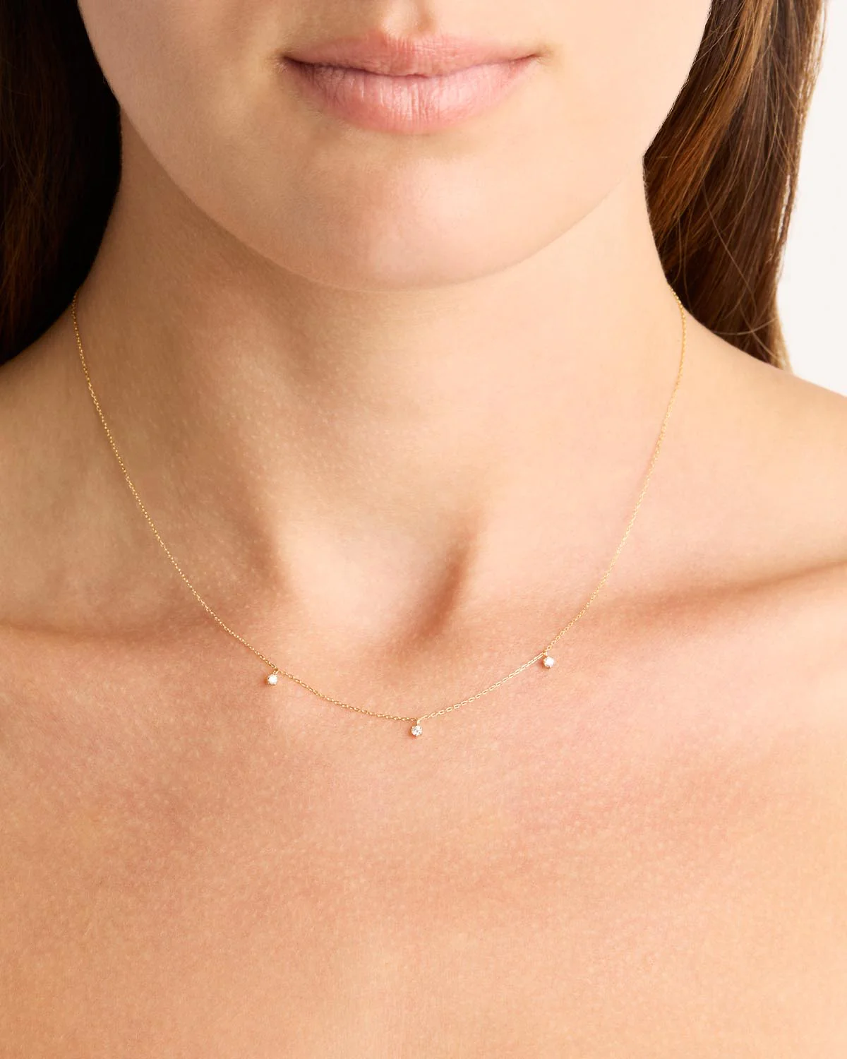 14k Solid Gold Droplets Diamond Necklace - Image 4