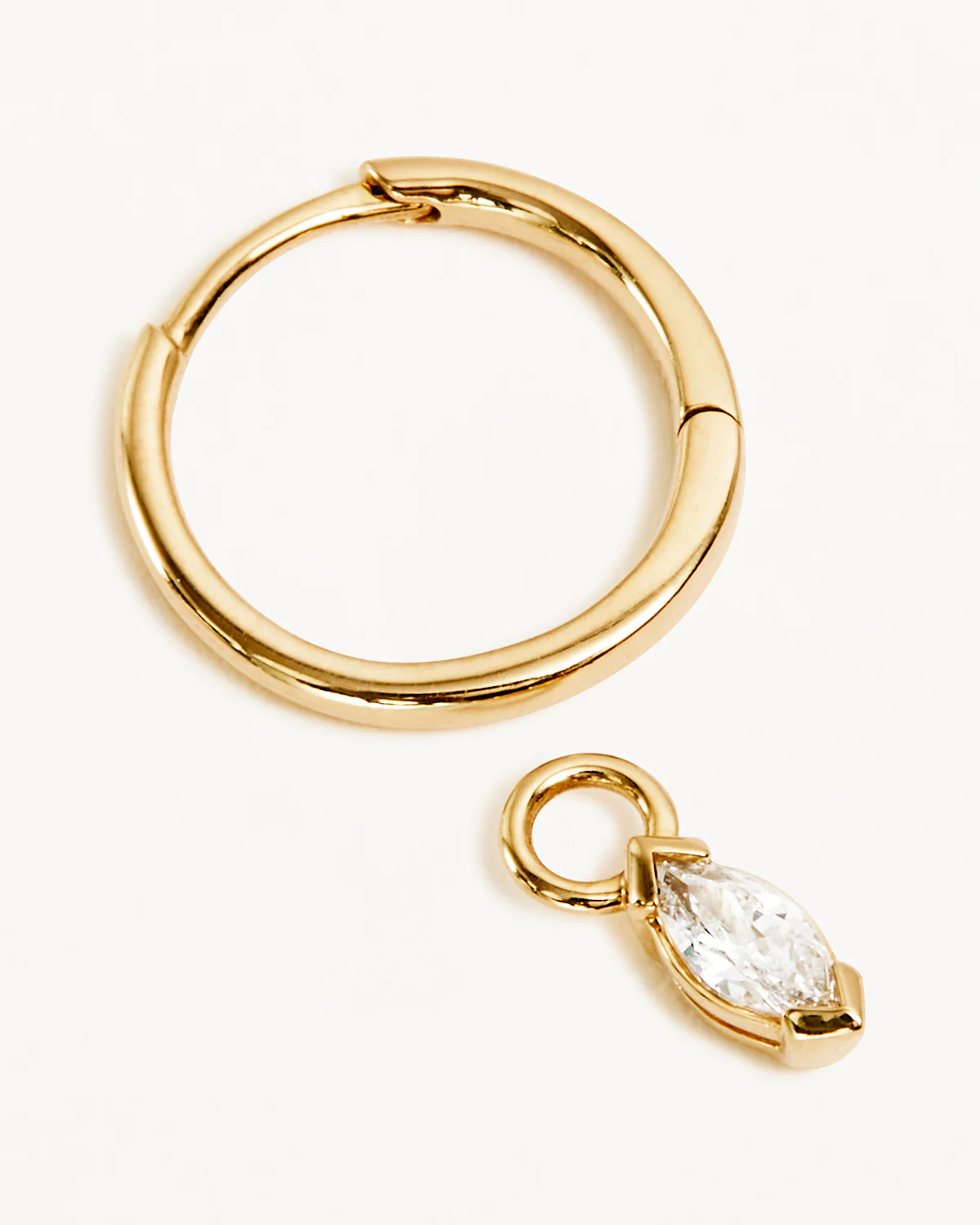 14k Solid Gold Floating Petal Lab-Grown Diamond Hoop - Image 3