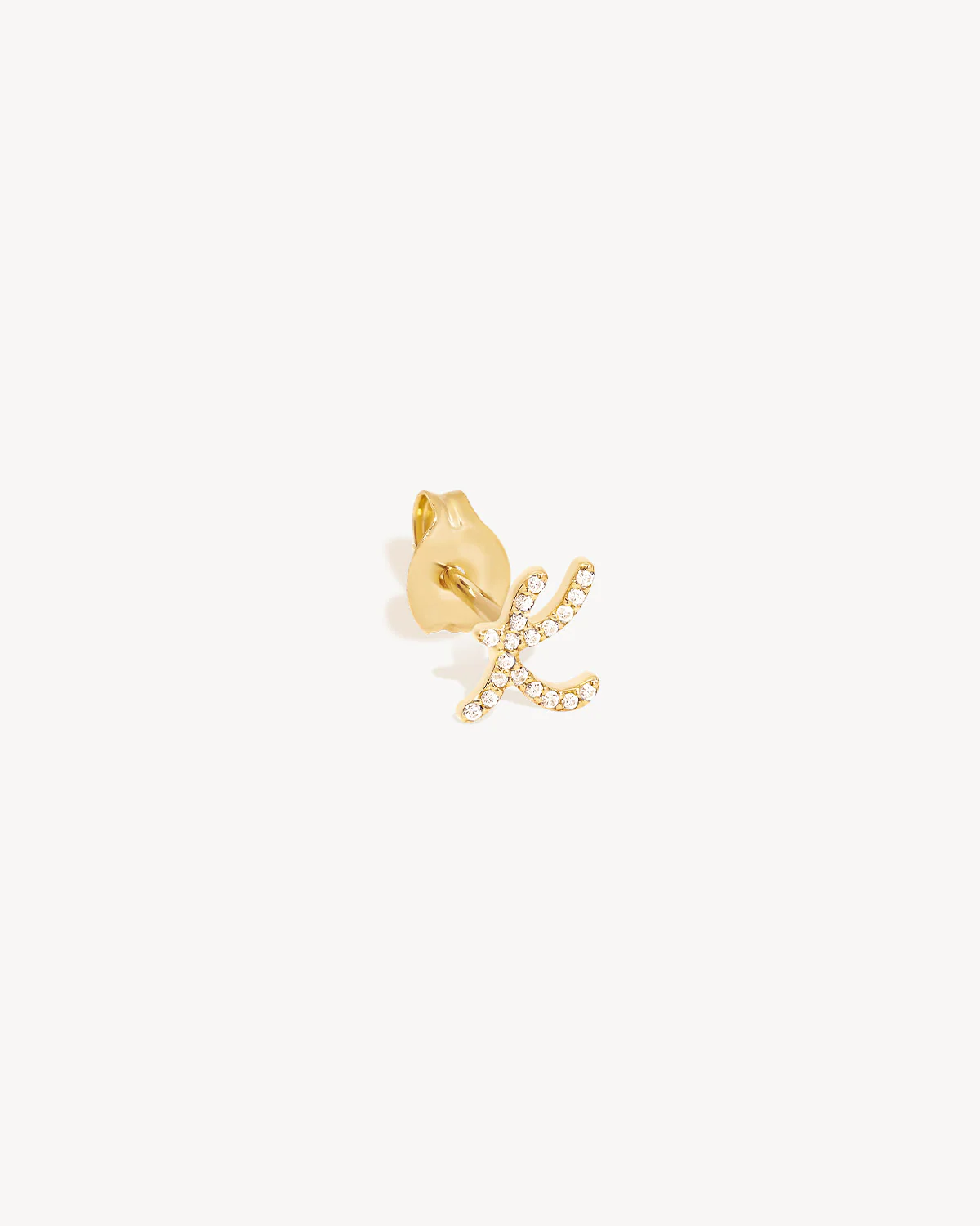 14k Solid Gold Forever Love Diamond Letter Earring - Image 25