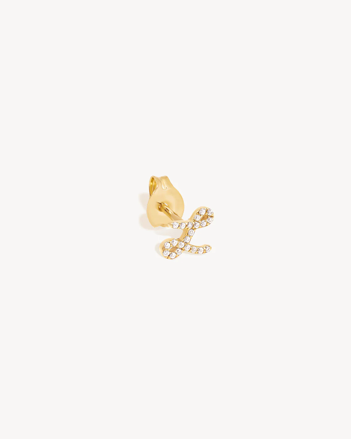 14k Solid Gold Forever Love Diamond Letter Earring - Image 27