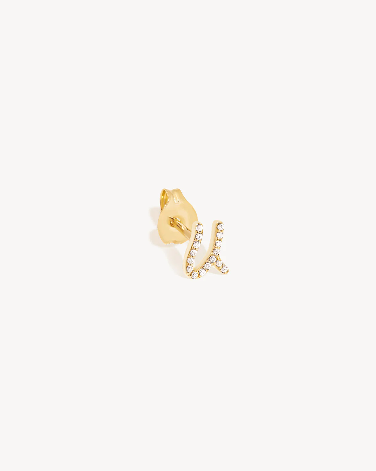 14k Solid Gold Forever Love Diamond Letter Earring - Image 45