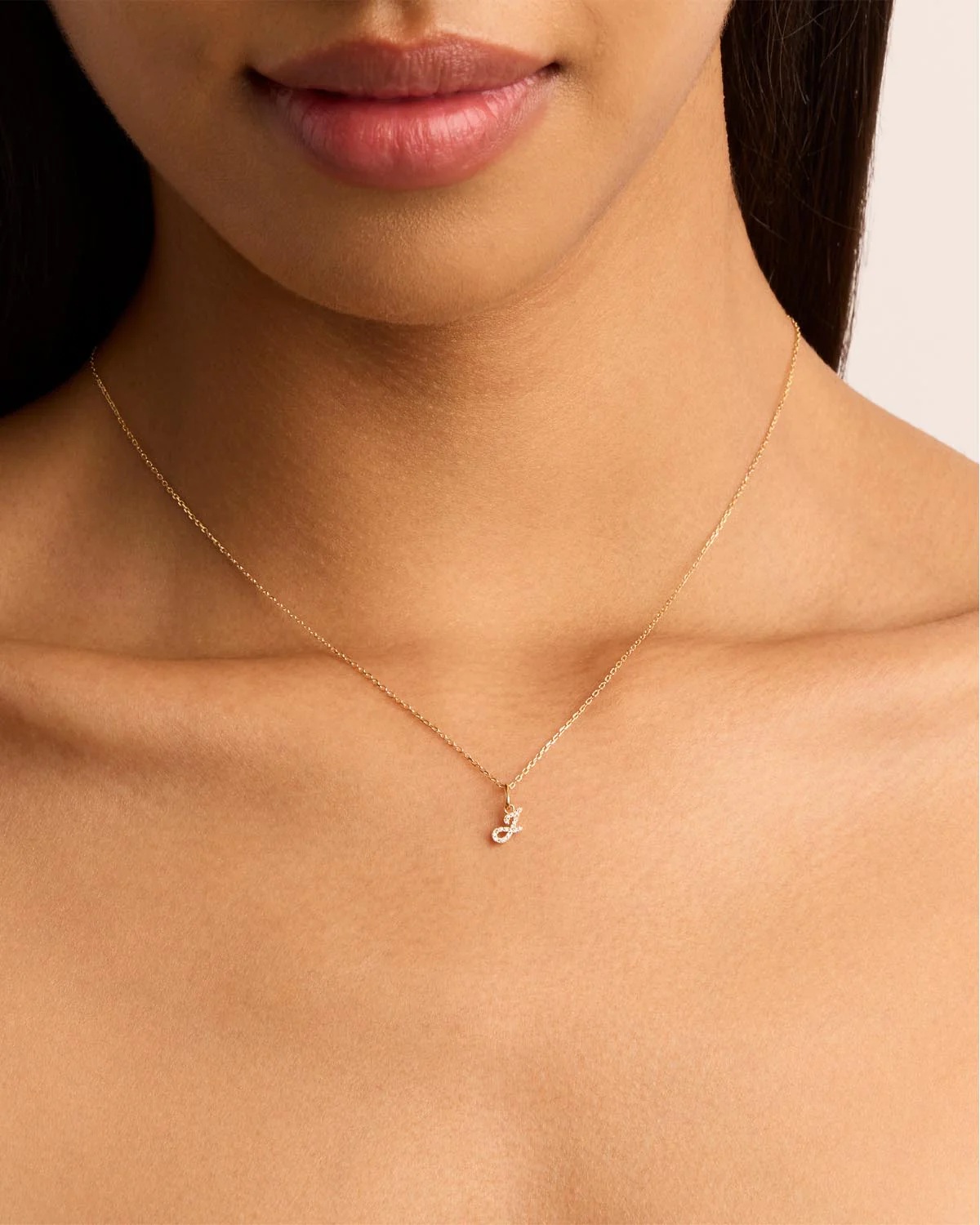 14k Solid Gold Forever Love Diamond Letter Necklace Pendant - Image 29