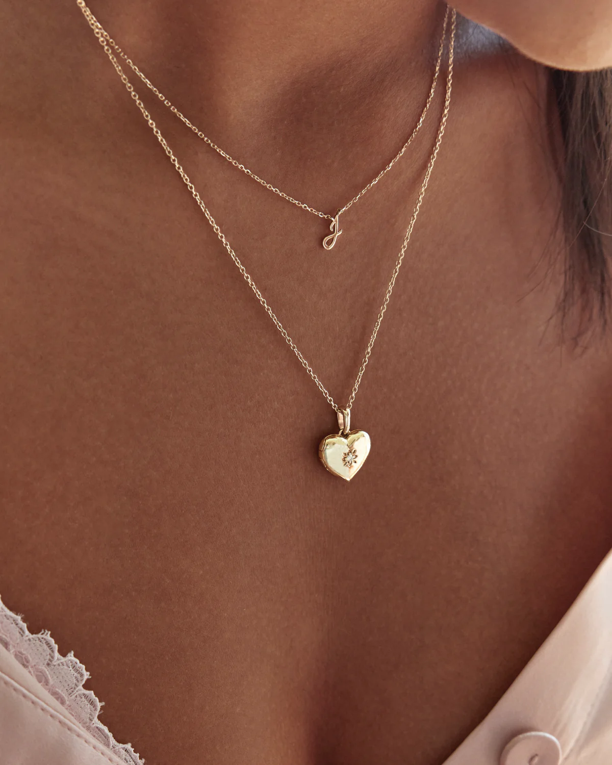 14k Solid Gold Heart Diamond Lotus Locket Pendant - Image 5