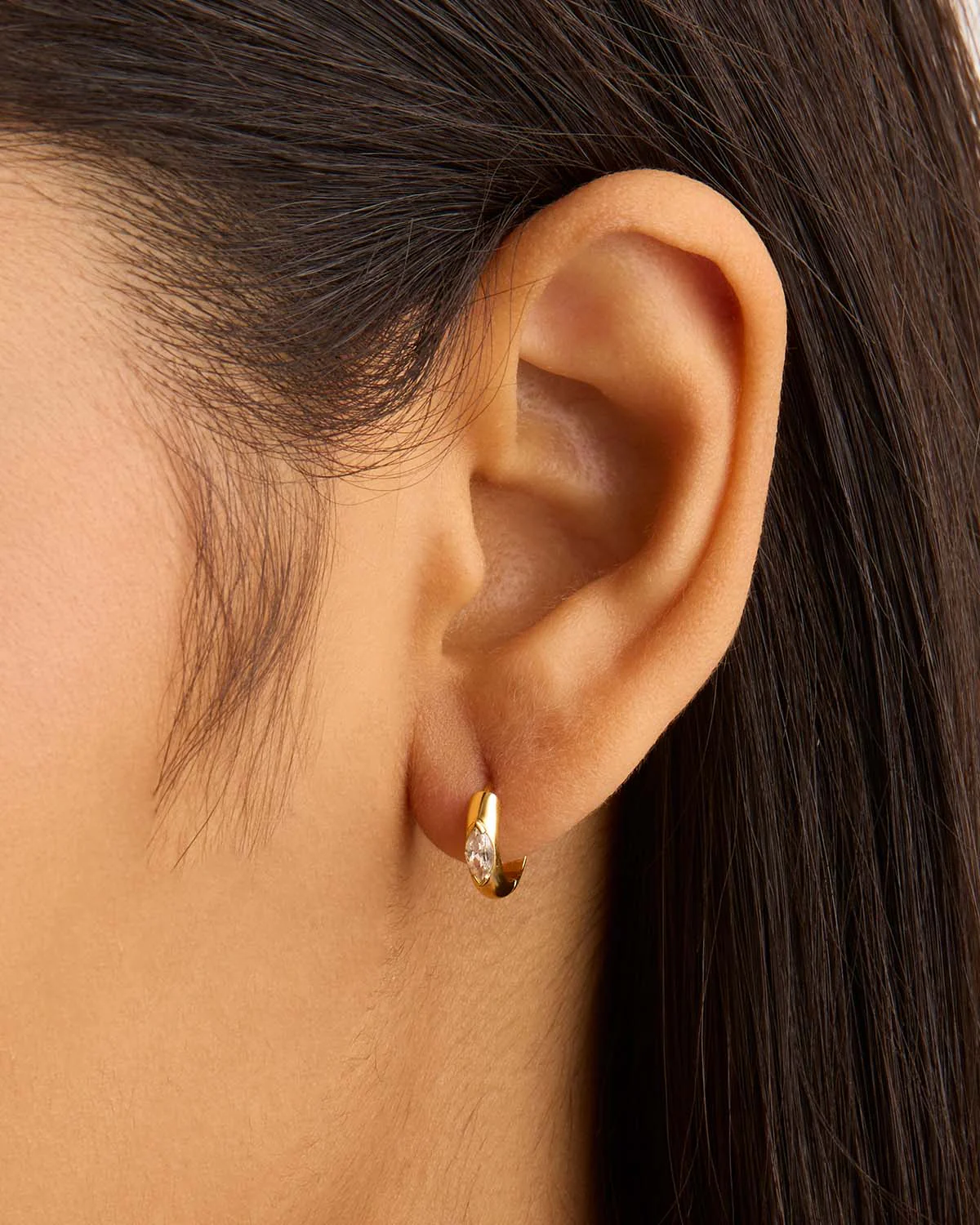 14k Solid Gold Petal of Hope Lab-Grown Diamond Hoop - Image 2