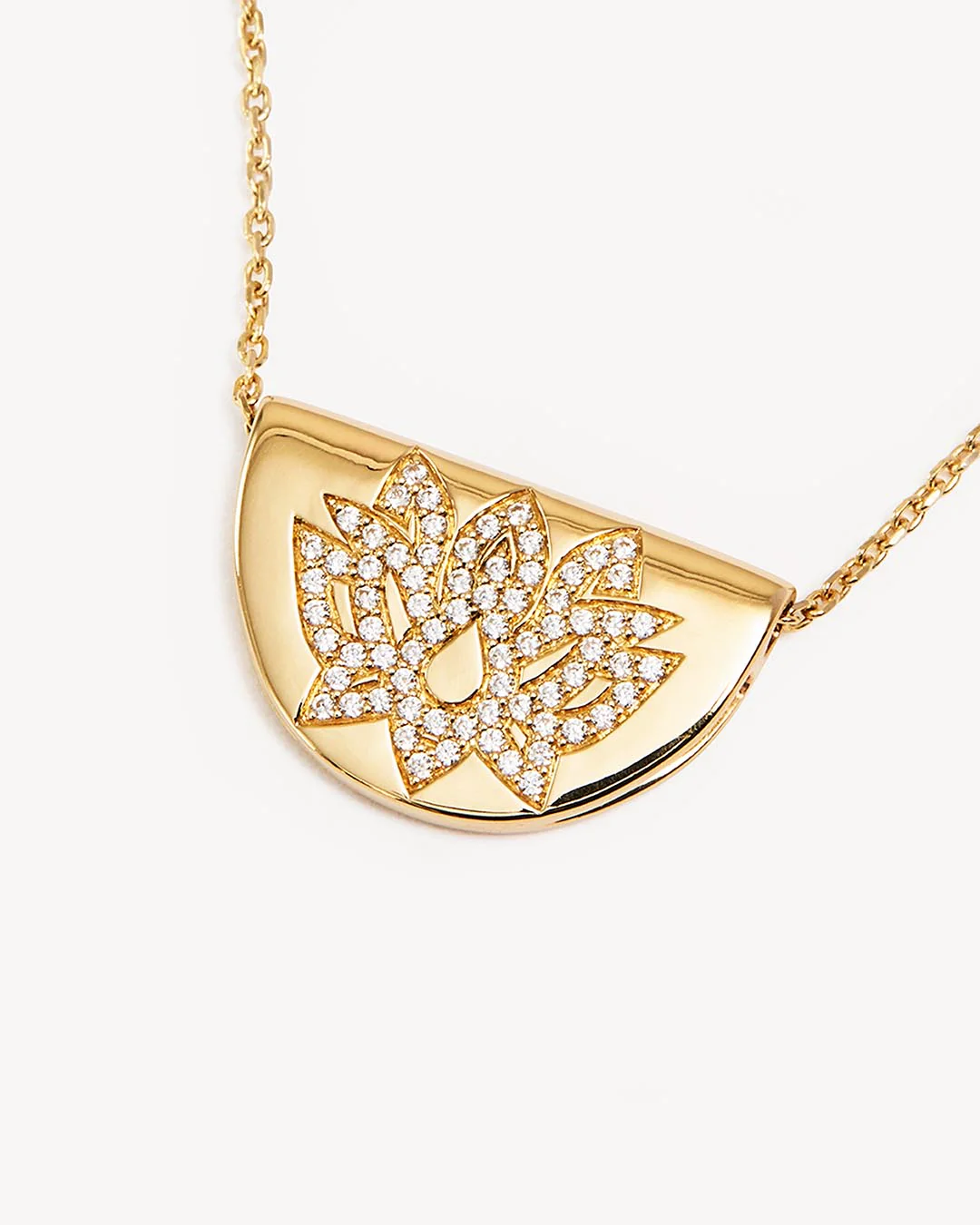 14k Solid Gold Sacred Lotus Diamond Necklace - Image 3