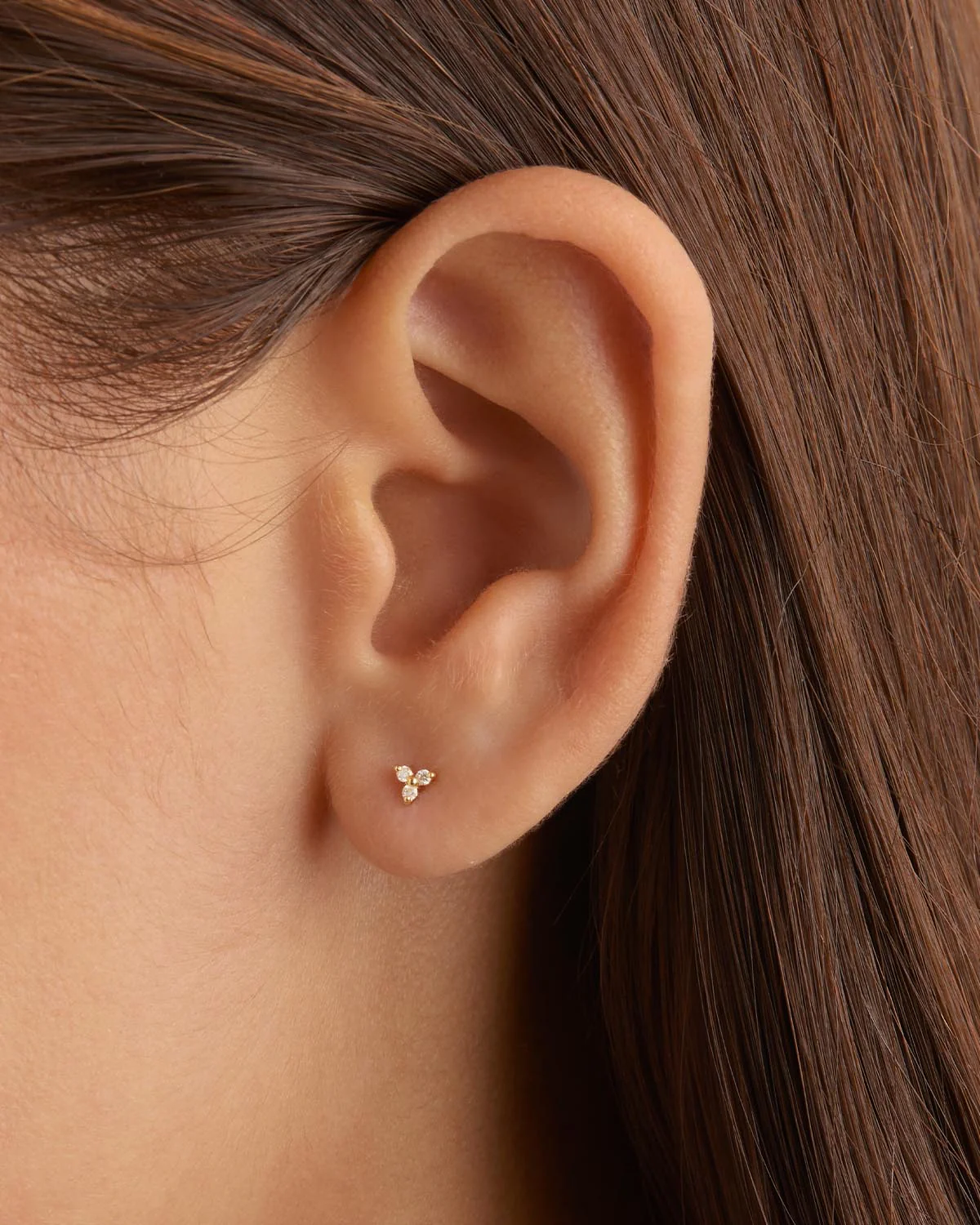 14k Solid Gold Twilight Diamond Stud Earring - Image 2