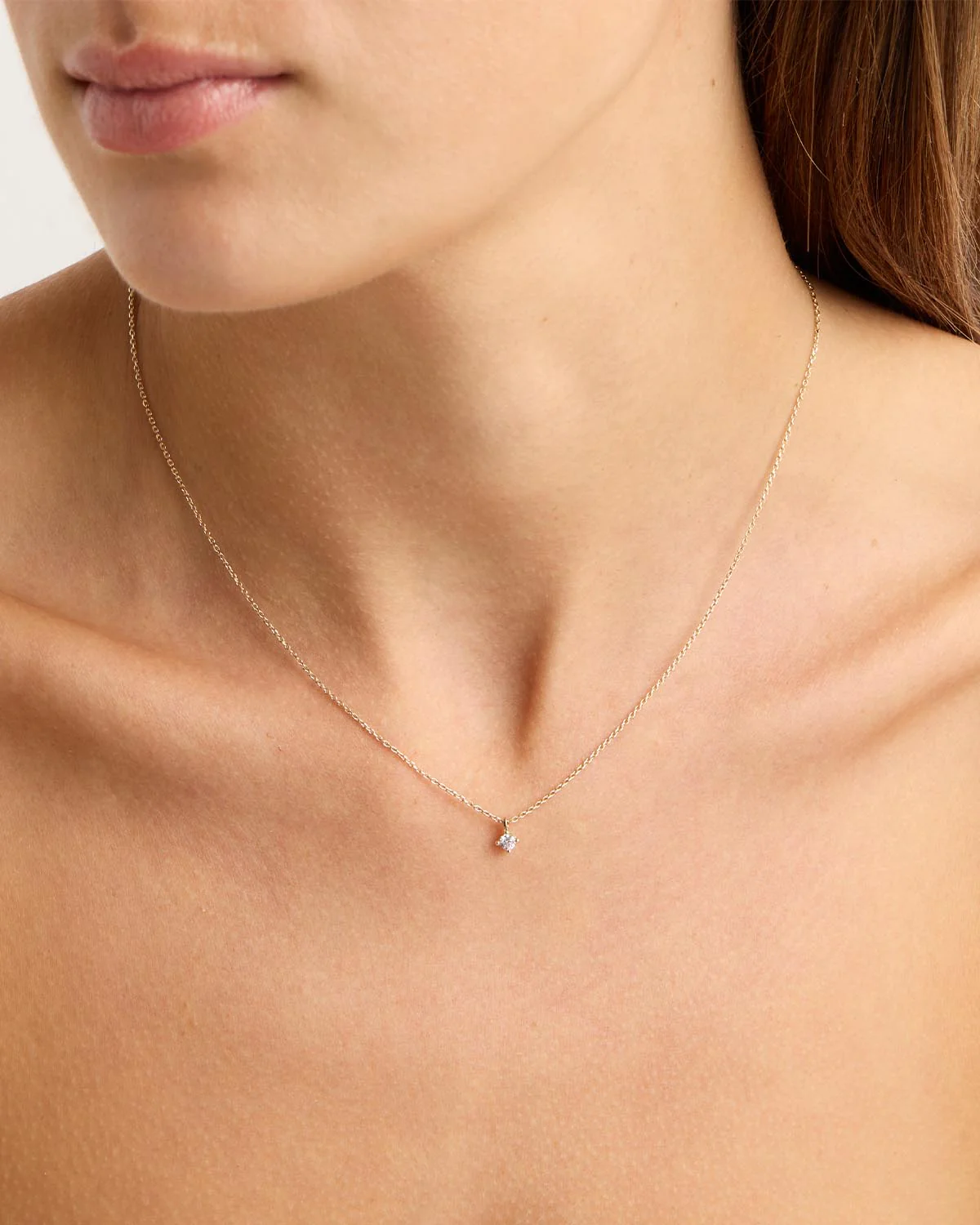 14k Solid Gold Water Drop Diamond Necklace - Image 2