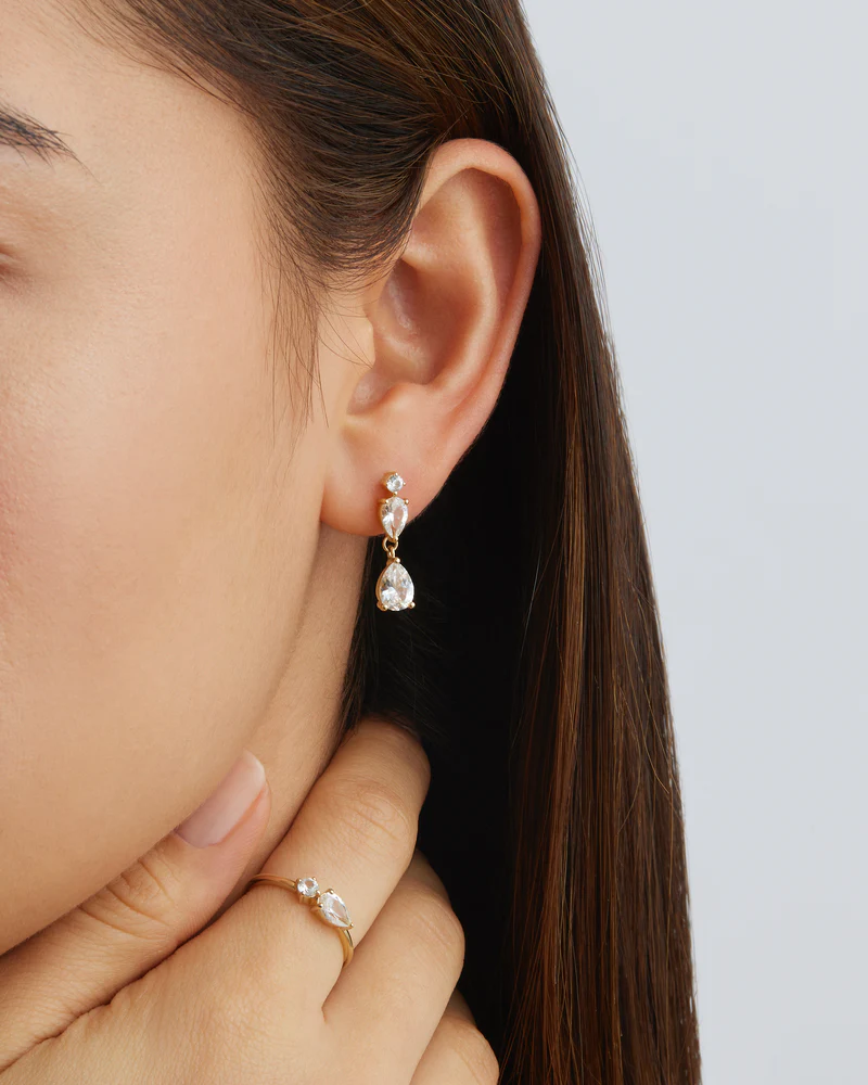 14k Solid Gold With All My Heart Sapphire Single Earring - Image 2