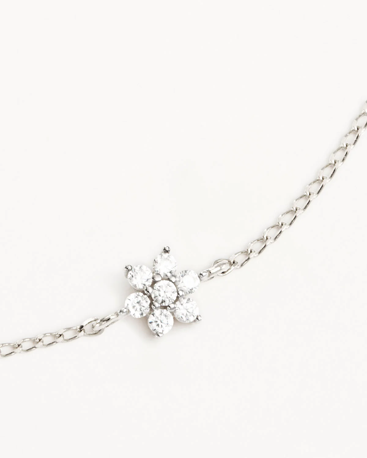 14k Solid White Gold Crystal Lotus Flower Bracelet - Image 3
