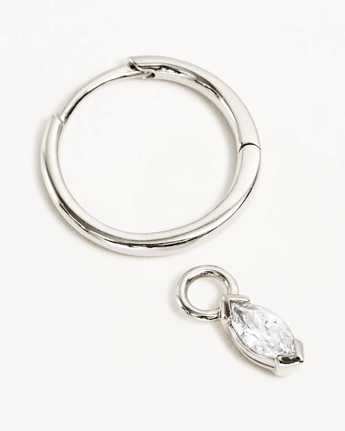 14k Solid White Gold Floating Petal Lab-Grown Diamond Hoop - Image 3