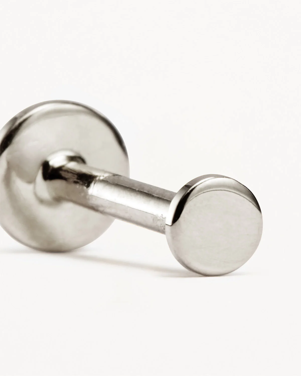 14k Solid White Gold Lunar Cartilage Flatback Earring - Image 3