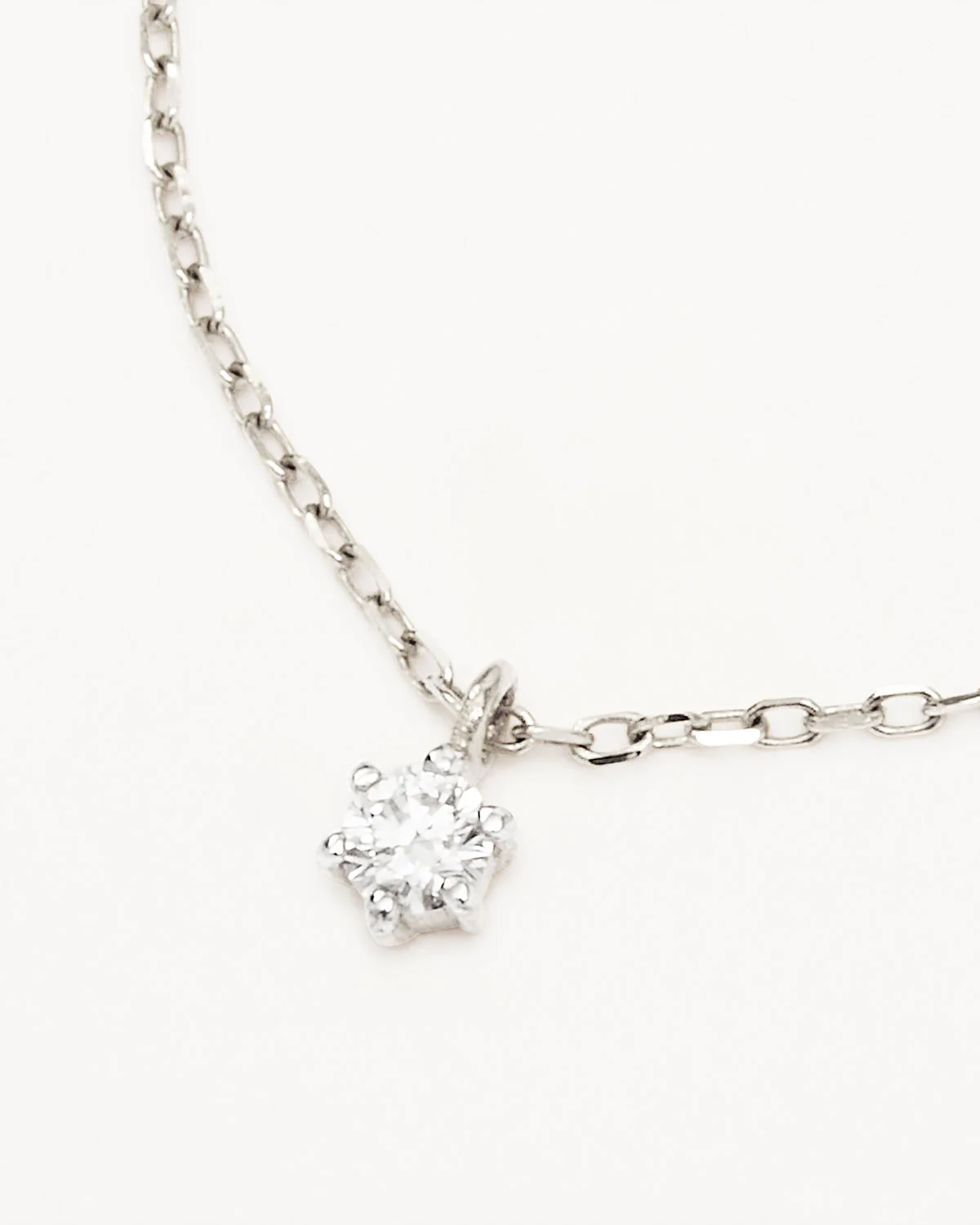 14k Solid White Gold Sweet Droplet Diamond Necklace - Image 3