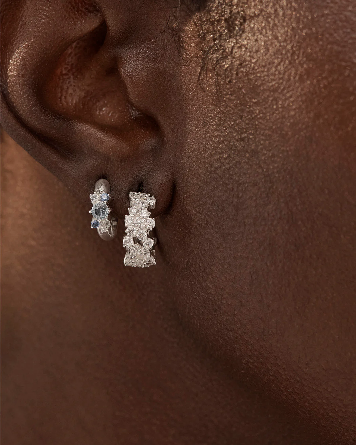 18k Gold Plated Crystal Dust Hoops - Image 2
