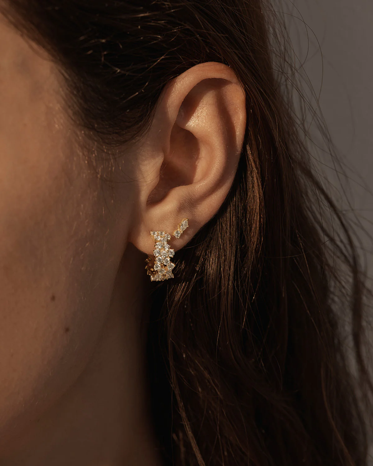 18k Gold Plated Crystal Dust Hoops - Image 6