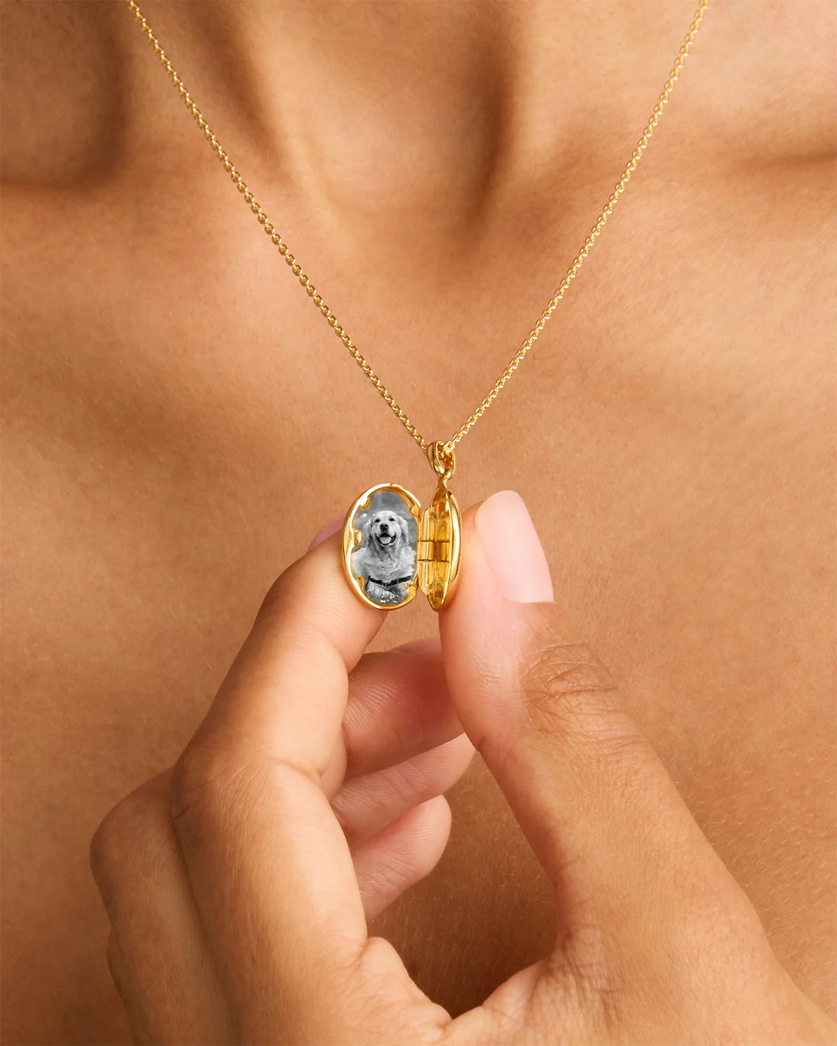18k Gold Vermeil Rounded Lotus Locket Pendant - Image 4