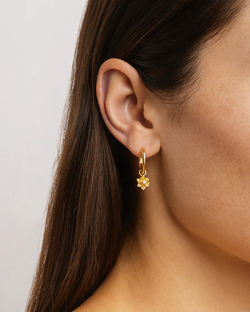18k Gold Vermeil Bloom Within Lotus Hoops - Image 2