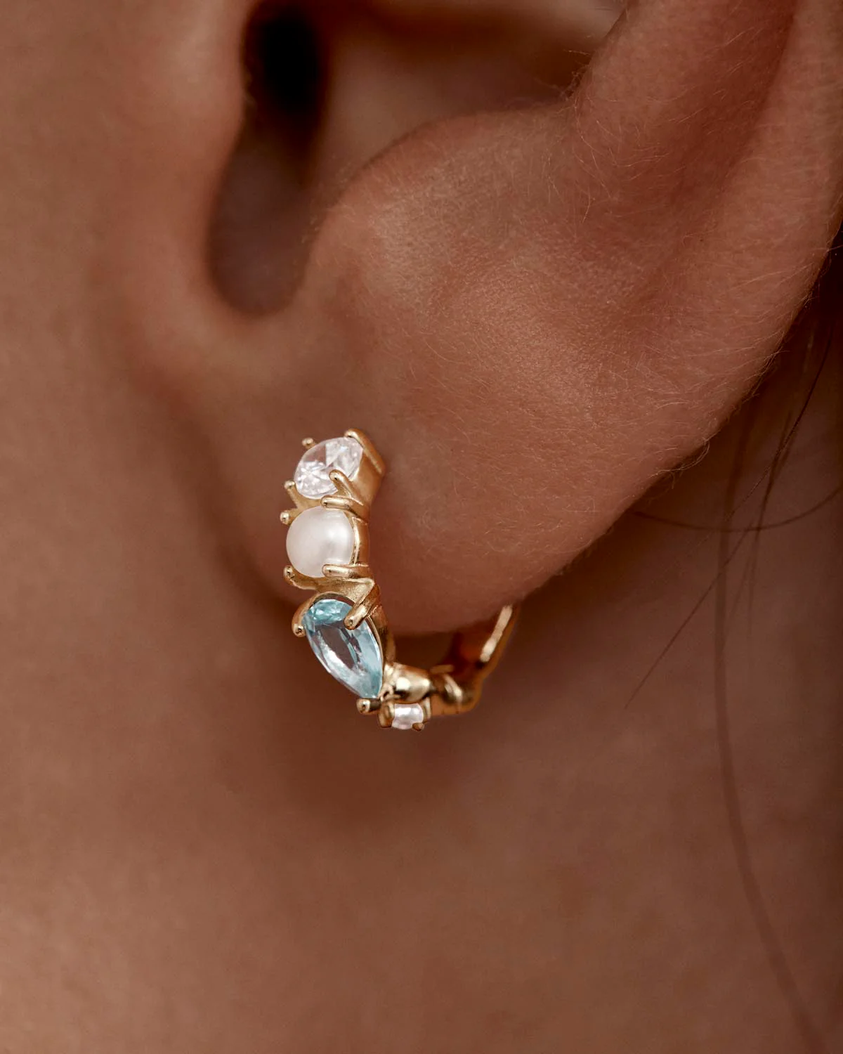 18k Gold Vermeil Breath in Stillness Hoops - Image 2