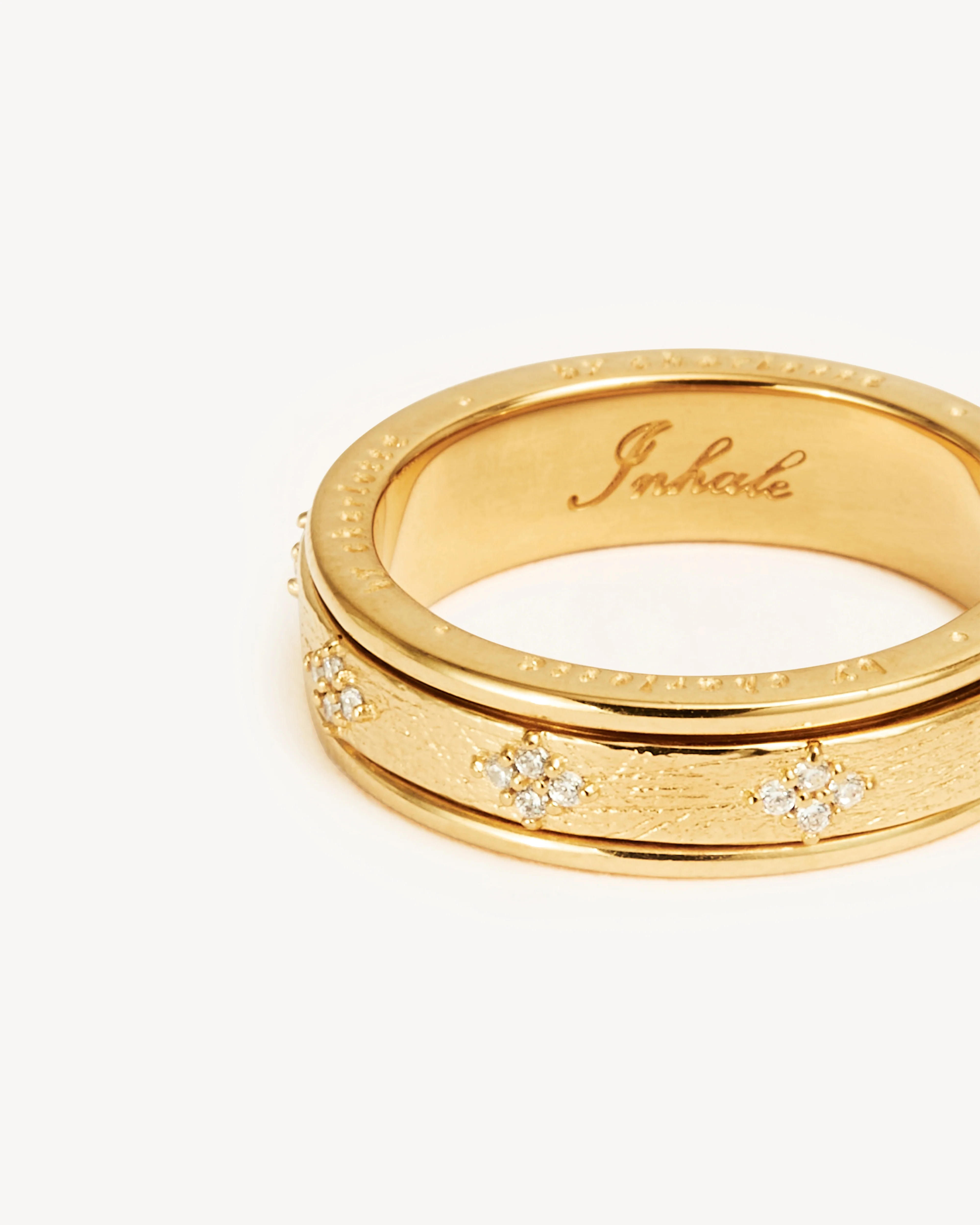 18k Gold Vermeil Breathe Spinning Meditation Ring - Image 3