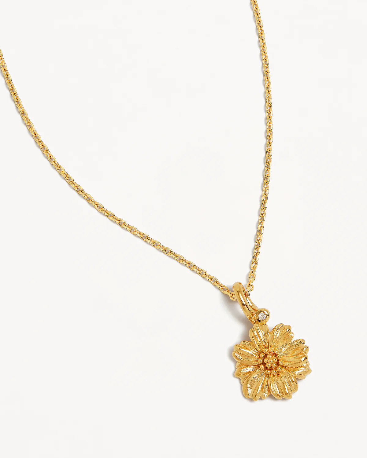 18k Gold Vermeil Cosmos October Birth Flower Necklace - Image 3
