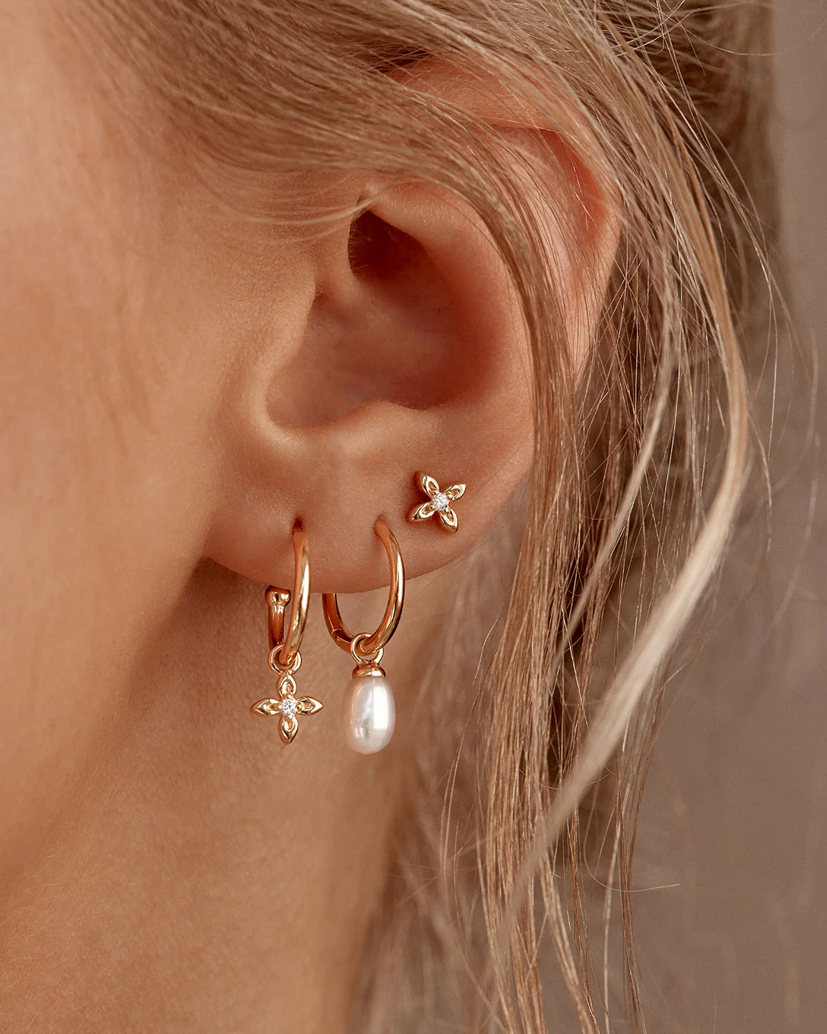 18k Gold Vermeil Live in Peace Hoop Earrings - Image 4