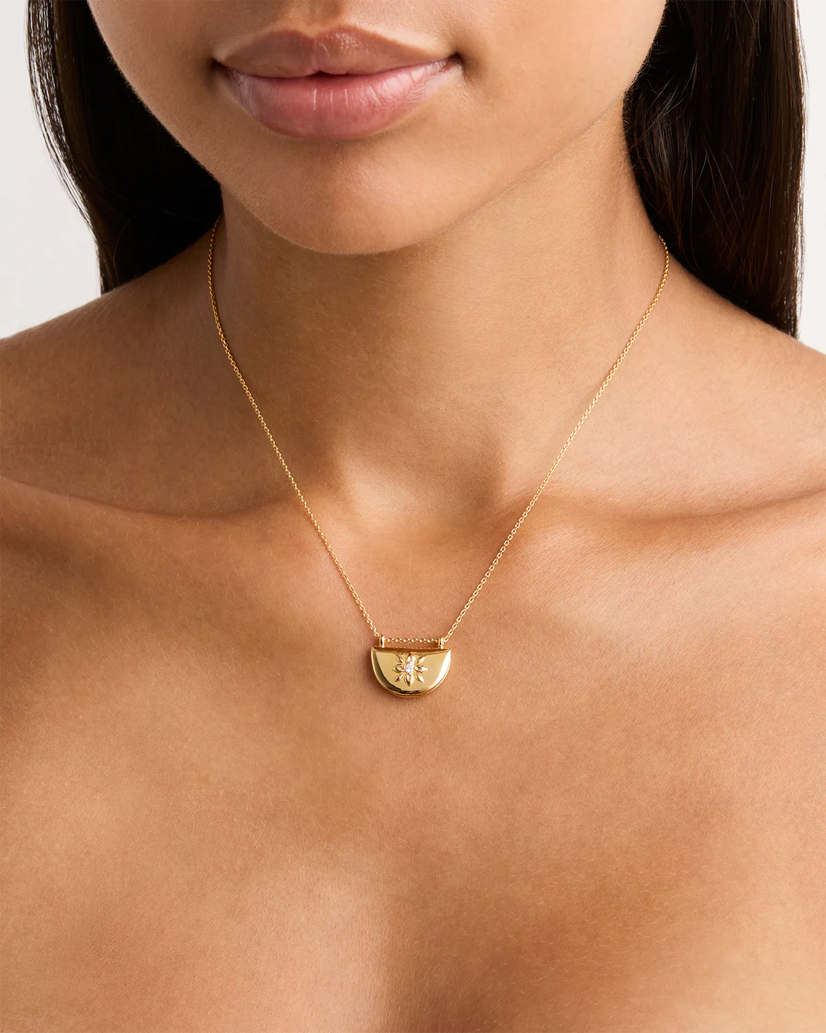 18k Gold Vermeil Lotus Locket Necklace - Image 5