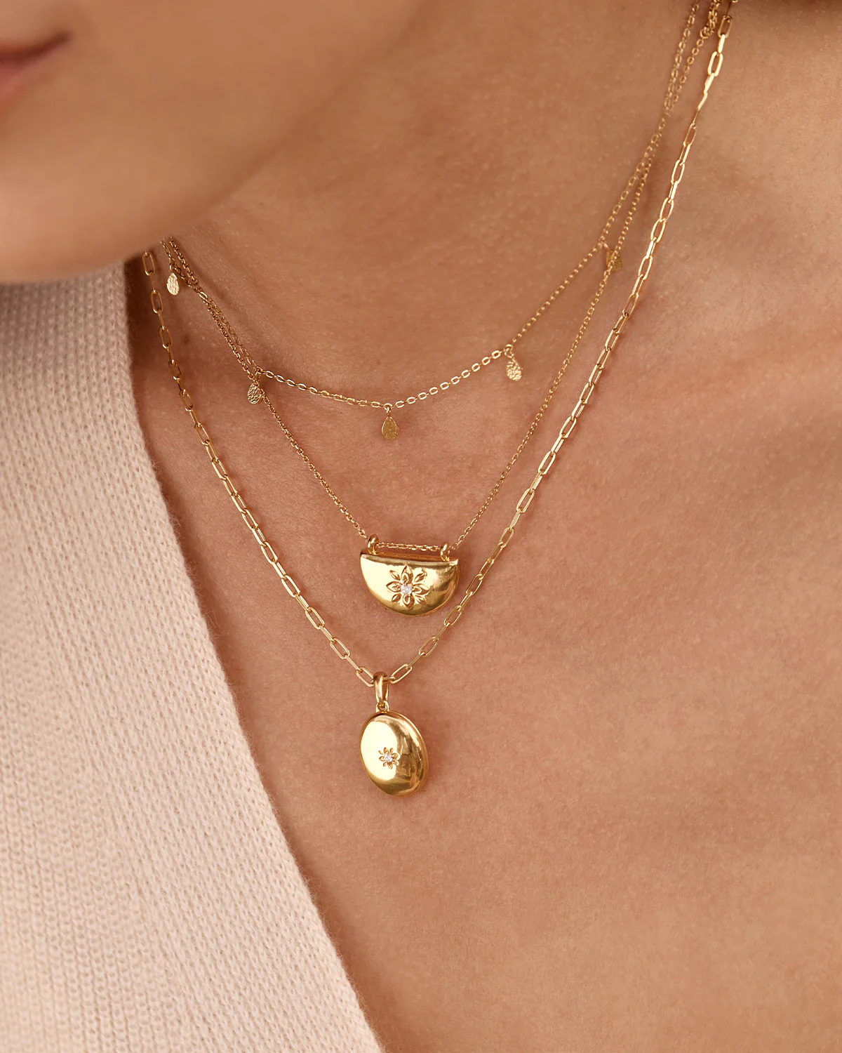 18k Gold Vermeil Lotus Locket Necklace - Image 7