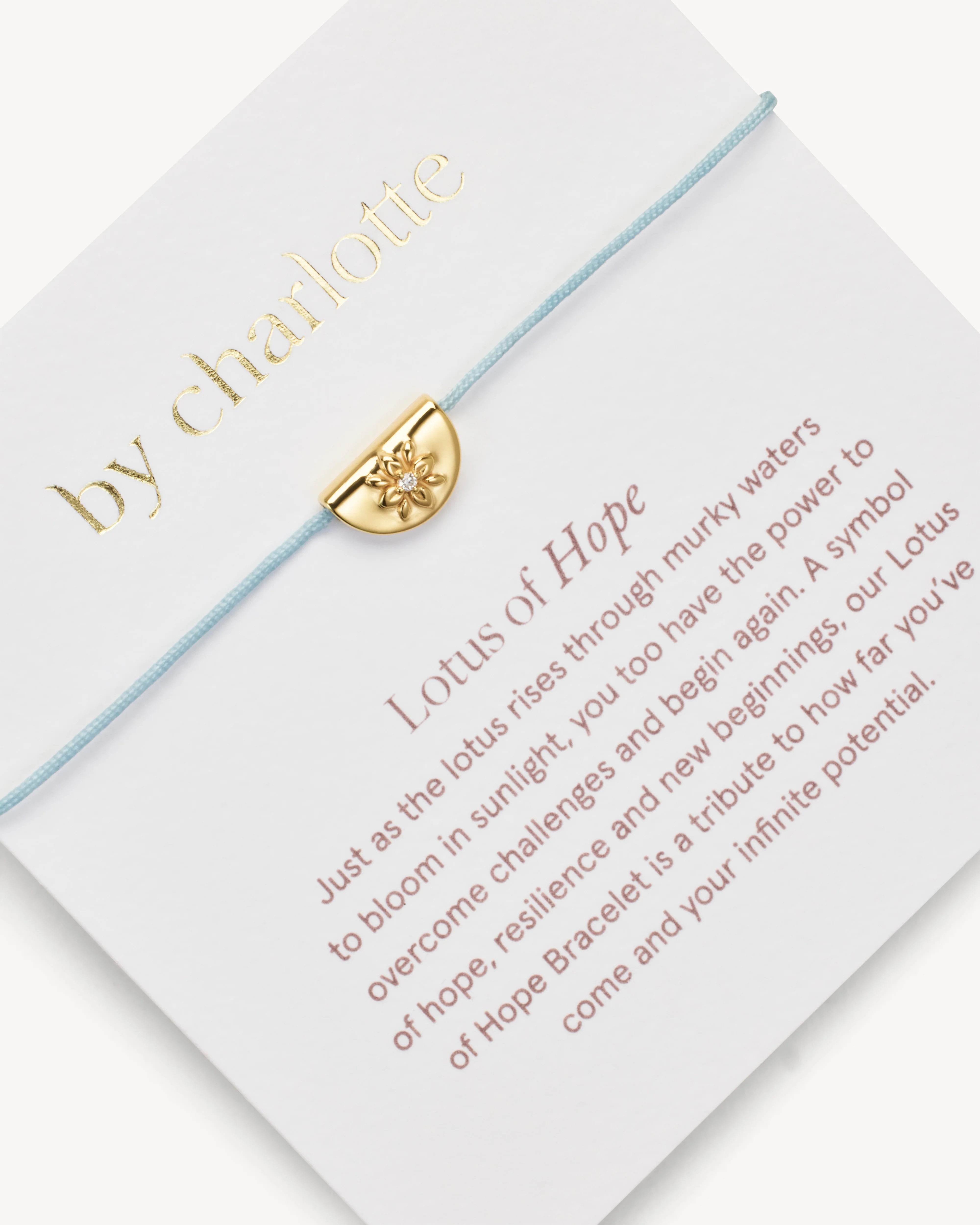 18k Gold Vermeil Lotus of Hope Cord Bracelet - Cloud Blue - Image 2
