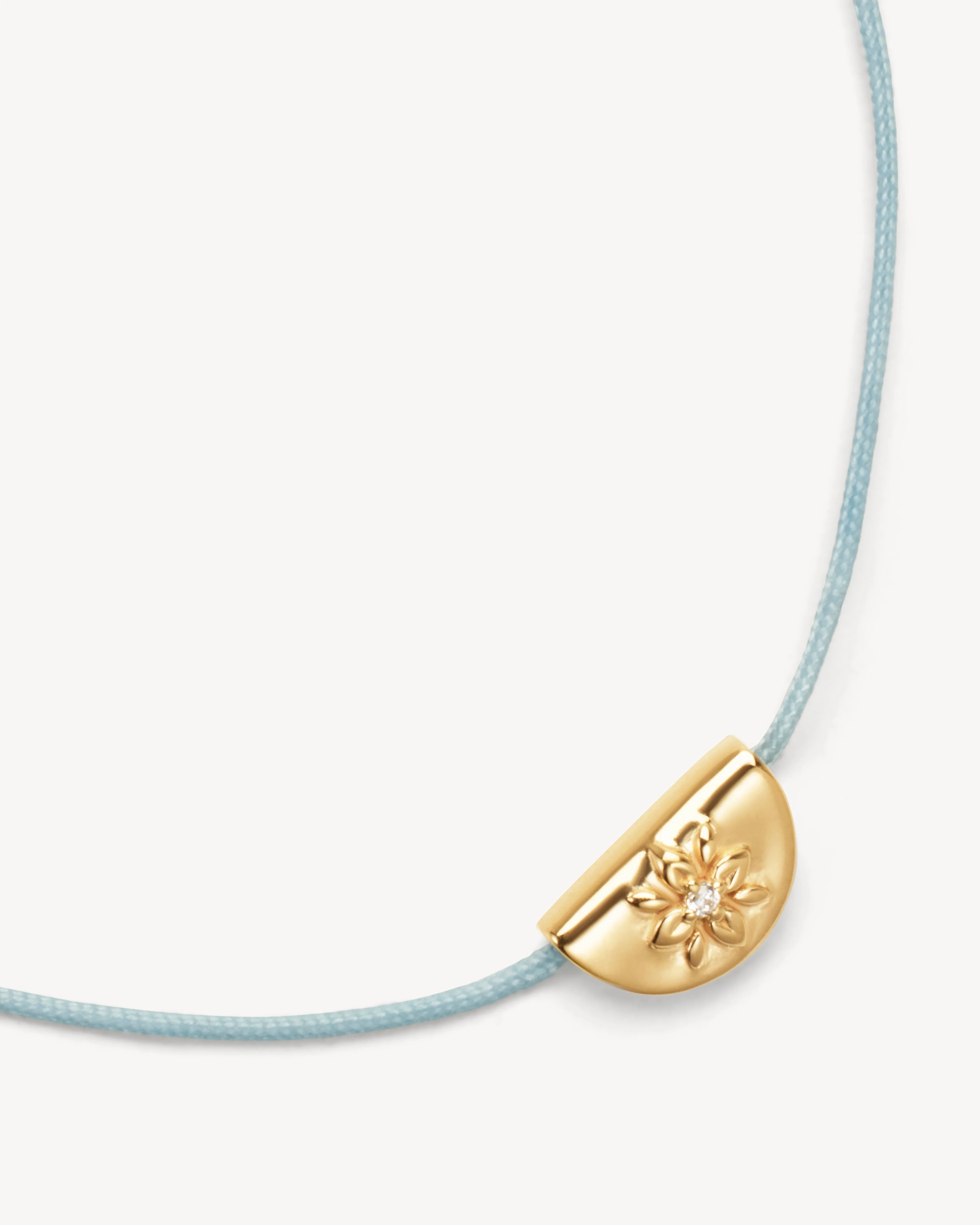 18k Gold Vermeil Lotus of Hope Cord Bracelet - Cloud Blue - Image 3