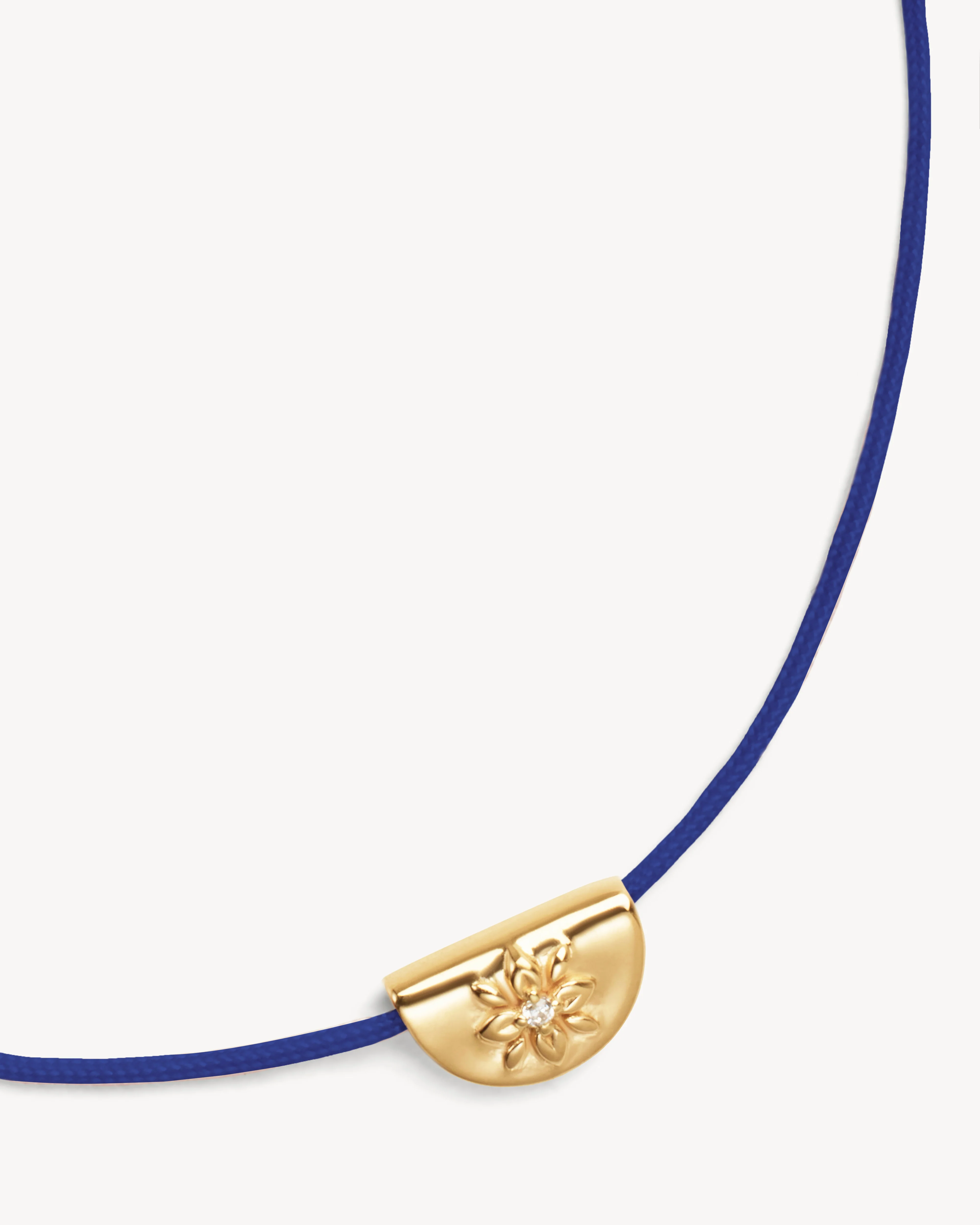 18k Gold Vermeil Lotus of Hope Cord Bracelet - Dark Blue - Image 2