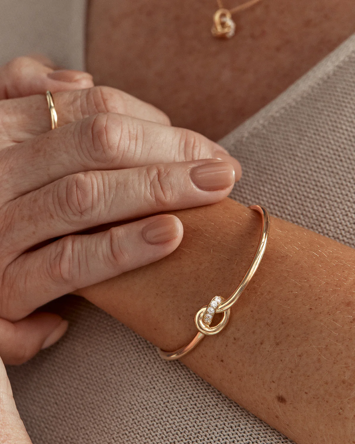 18k Gold Vermeil Love Knot Lab-Grown Diamond Cuff - Image 5