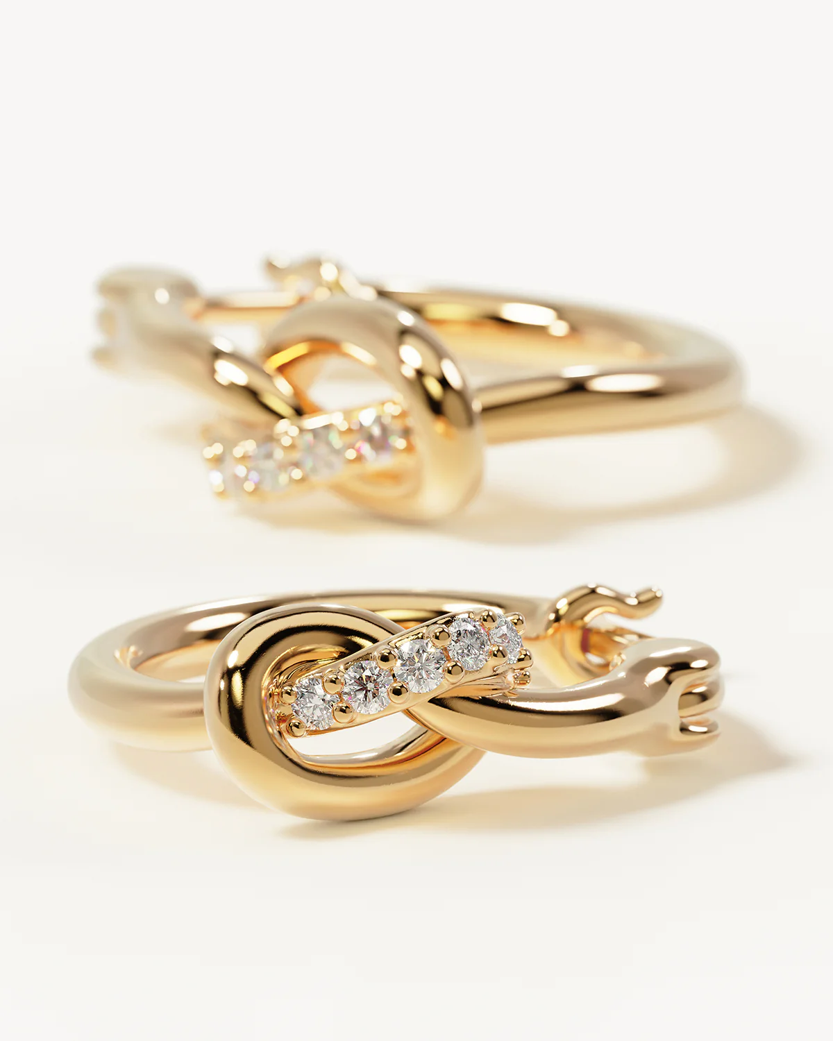 18k Gold Vermeil Love Knot Lab-Grown Diamond Hoops - Image 3