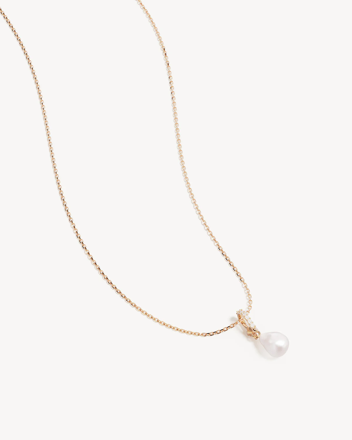 18k Gold Vermeil Love With Grace Lab-Grown Diamond Pearl Necklace - Image 3