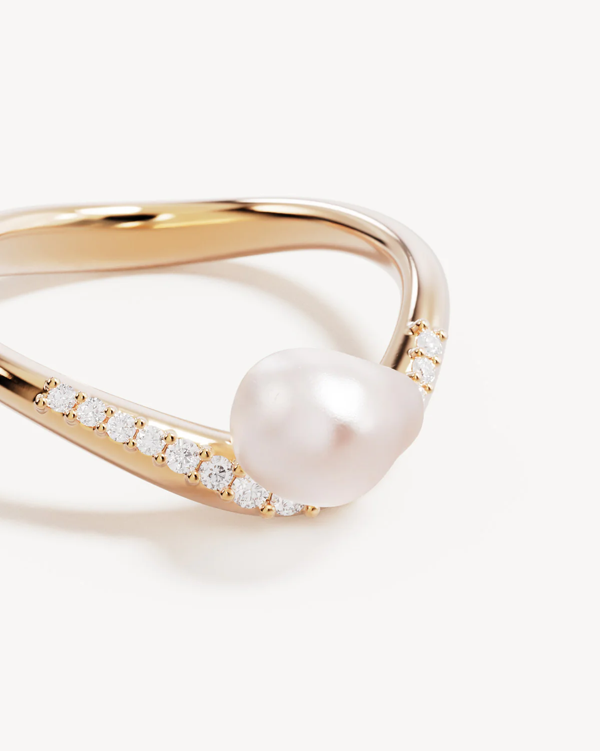 18k Gold Vermeil Love With Grace Lab-Grown Diamond Pearl Ring - Image 3
