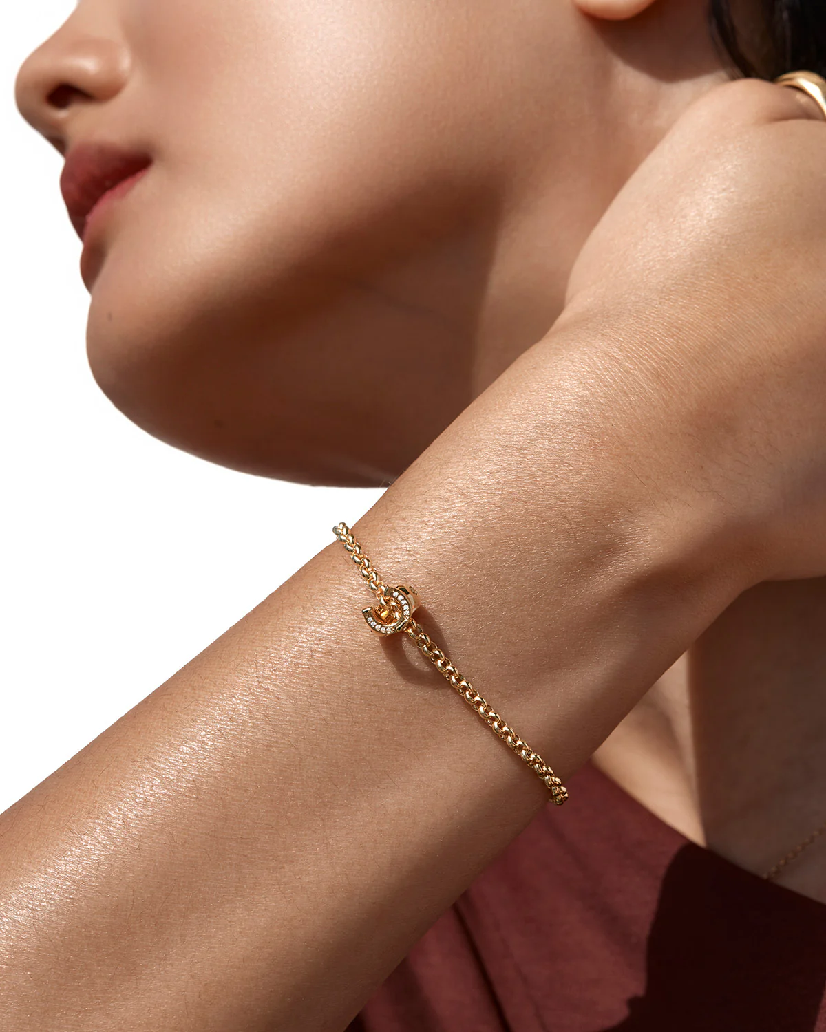 18k Gold Vermeil Lucky Horseshoe Petal Charm Bracelet