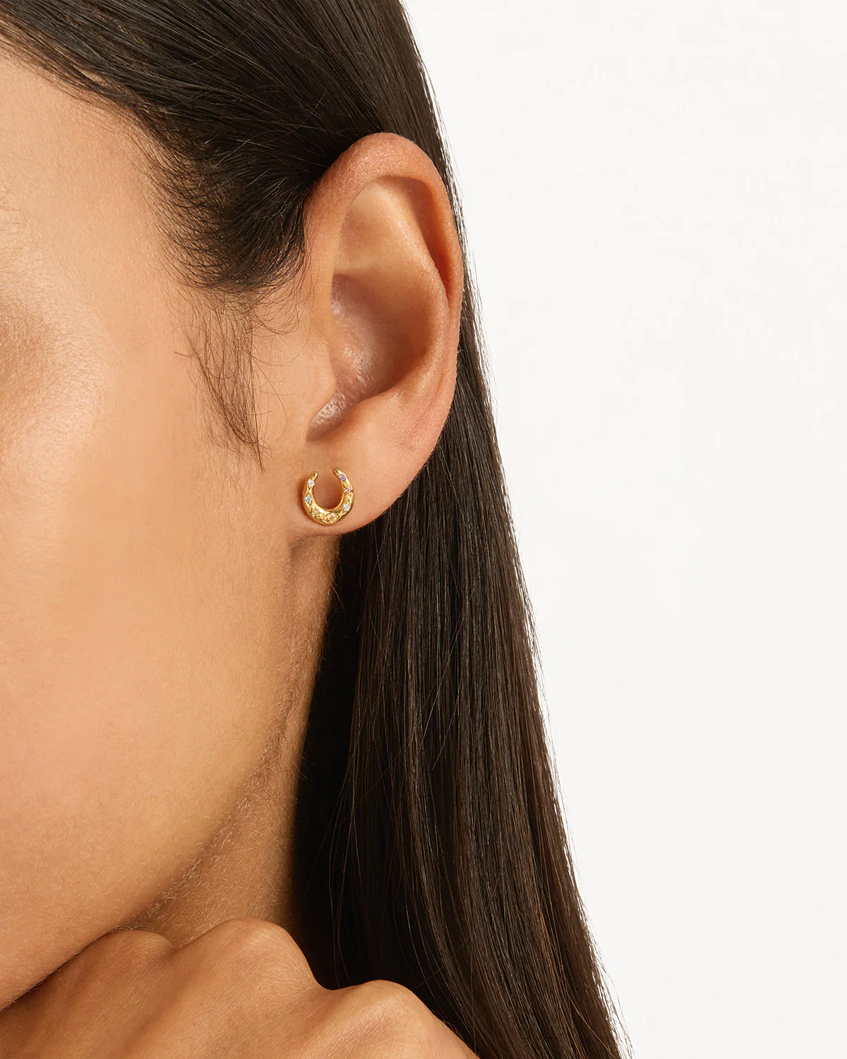 18k Gold Vermeil Lucky Horseshoe Stud Earrings - Image 3