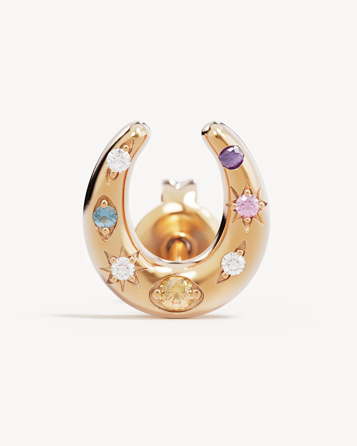18k Gold Vermeil Lucky Horseshoe Stud Earrings - Image 4