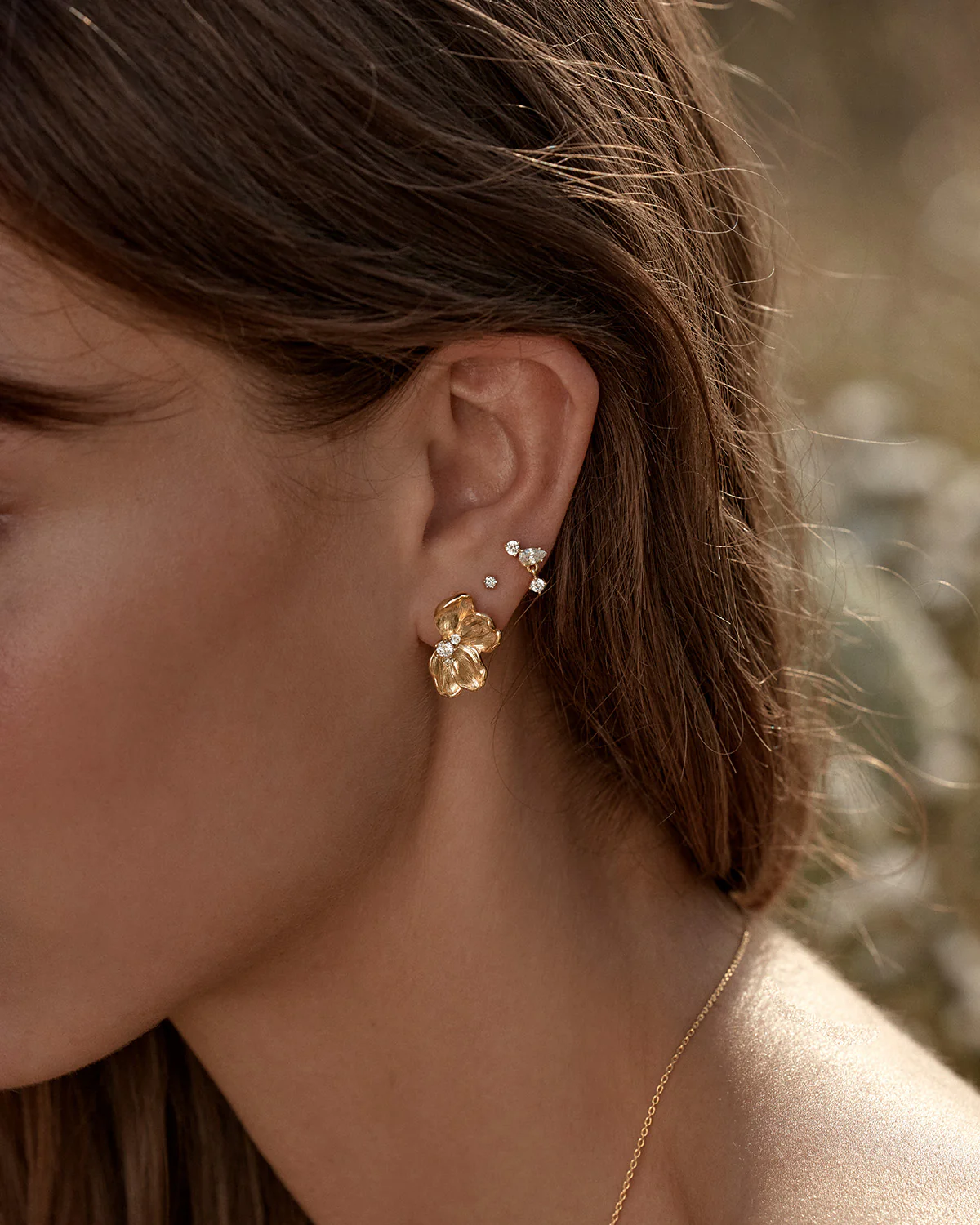 18k Gold Vermeil No Rain, No Flowers Stud Earrings - Image 4