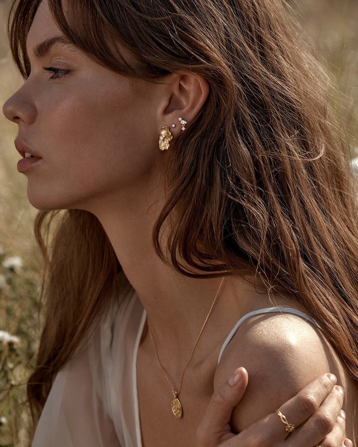 18k Gold Vermeil No Rain, No Flowers Stud Earrings - Image 5