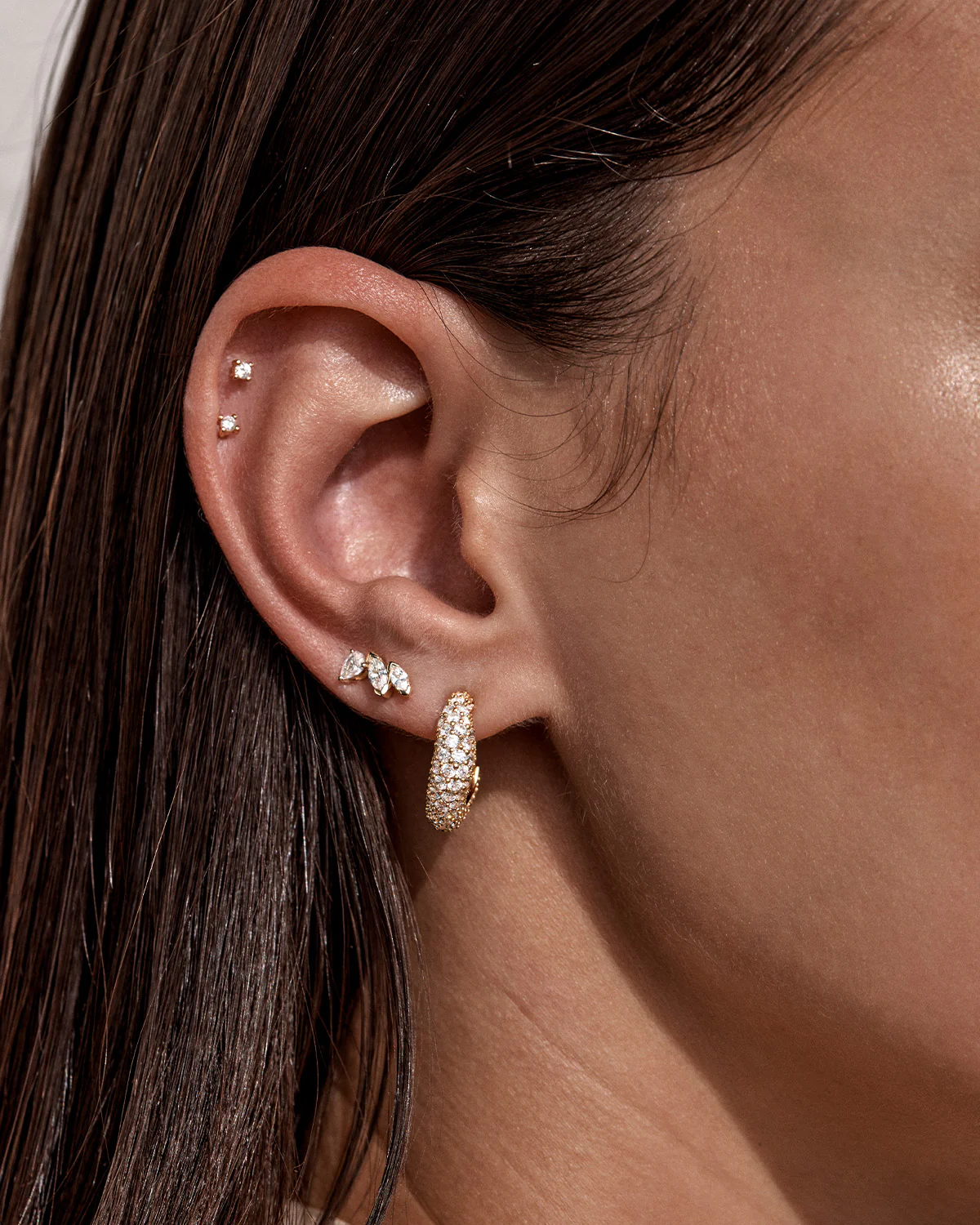 18k Gold Vermeil Crystal Wave Hoops - Image 2