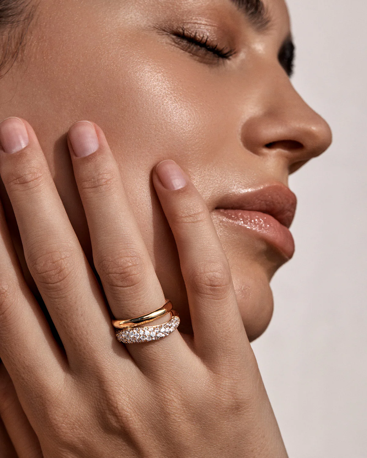 18k Gold Vermeil Crystal Wave Ring - Image 2