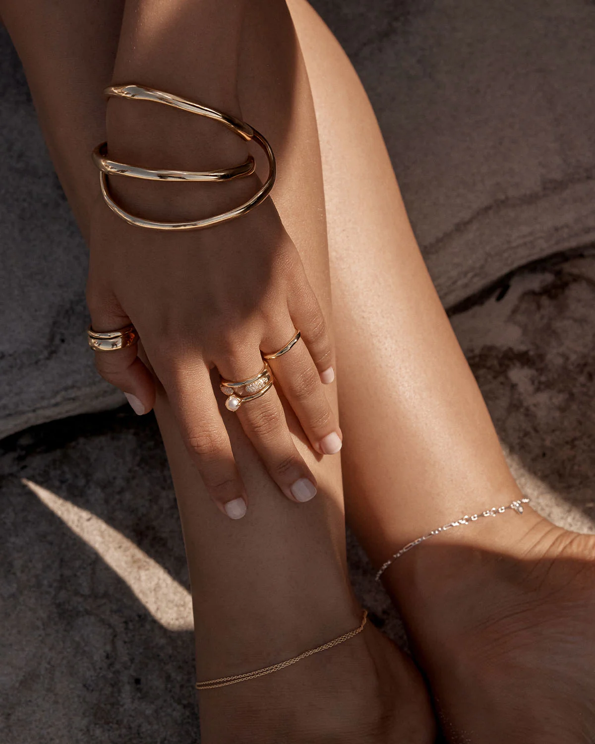18k Gold Vermeil Purity Double Chain Anklet - Image 4