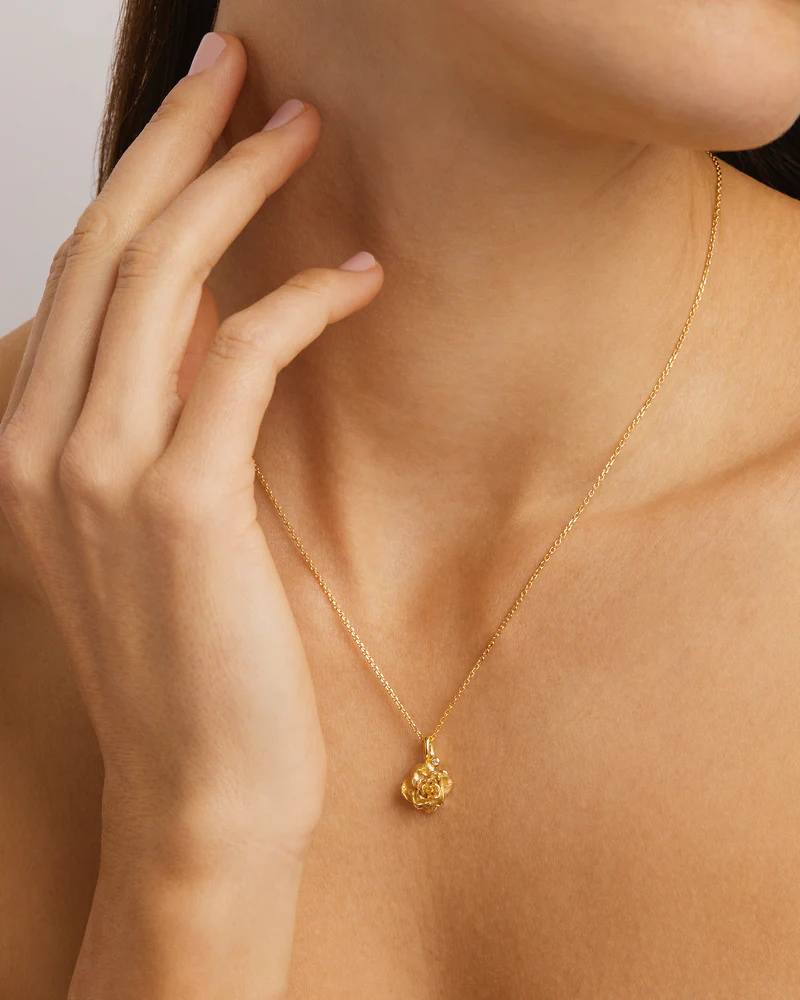 18k Gold Vermeil Rose June Birth Flower Necklace - Image 2