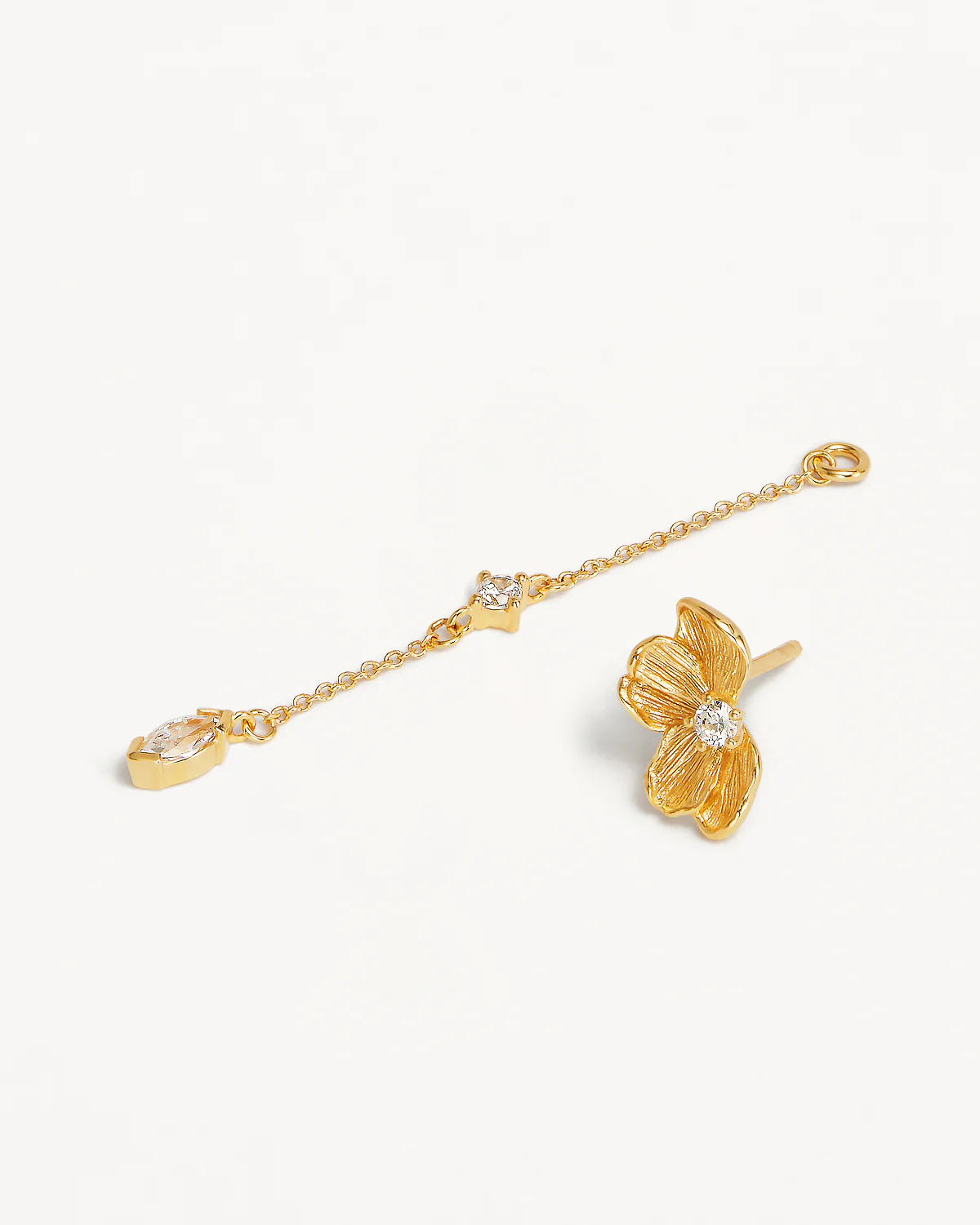 18k Gold Vermeil Serene Lotus Chain Earrings - Image 3