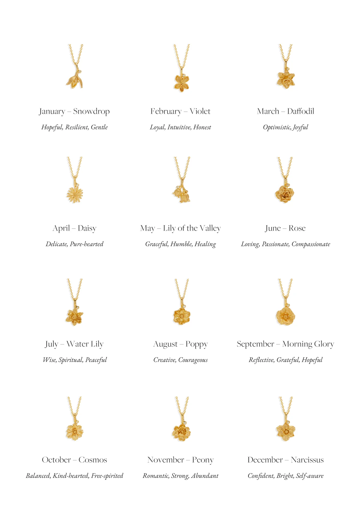 18k Gold Vermeil Snowdrop January Birth Flower Necklace - Image 7