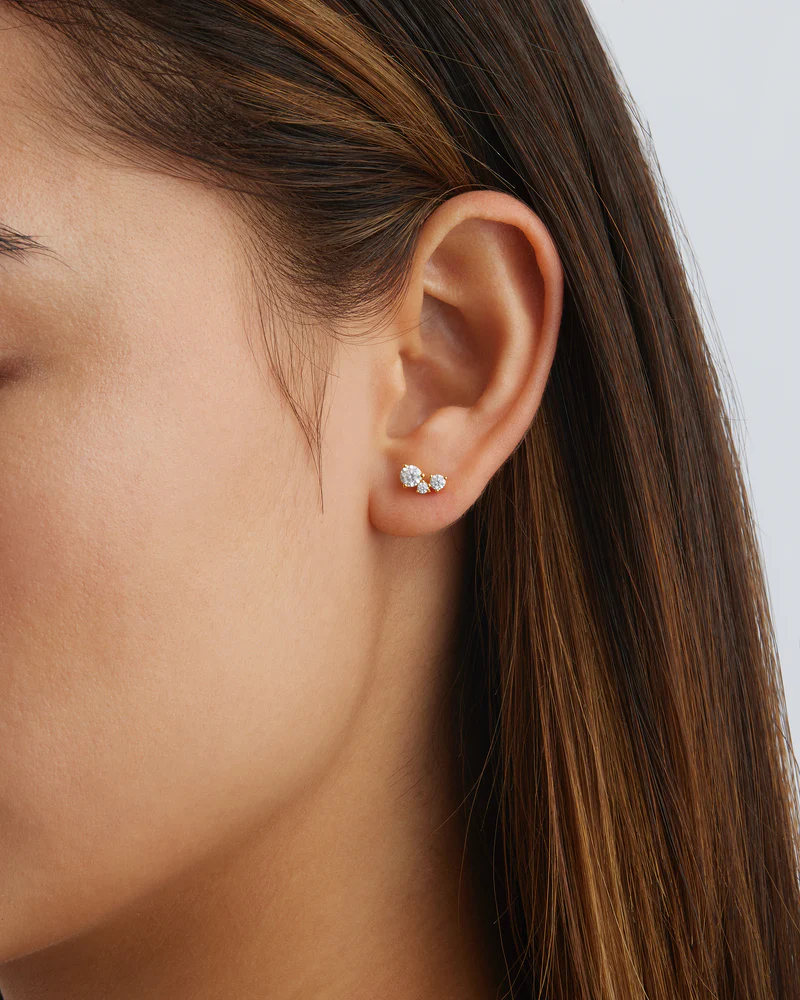 18k Gold Vermeil Whispers of Love Stud Earrings - Image 2