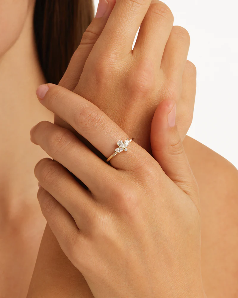 18k Solid Gold Floating Lotus 0.49ct Lab-Grown Diamond Ring - Image 4