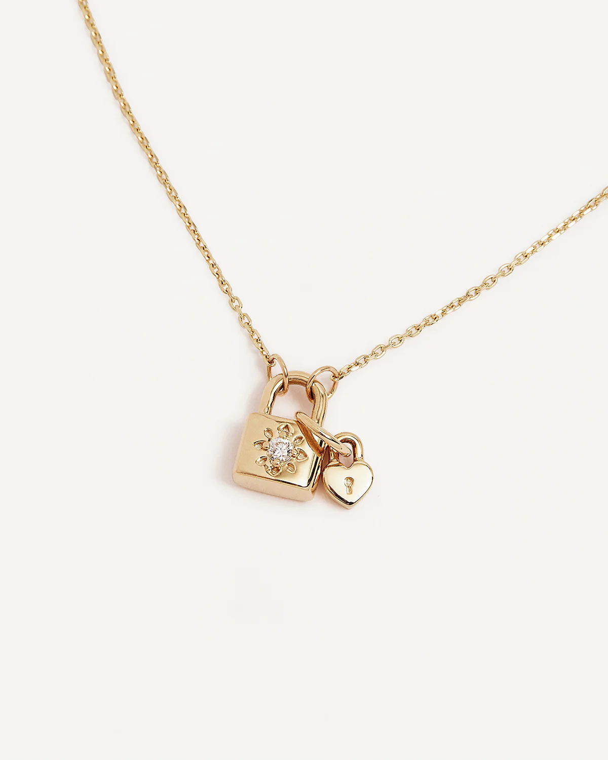 9k Solid Gold With You Always Diamond Padlock Necklace - Image 3